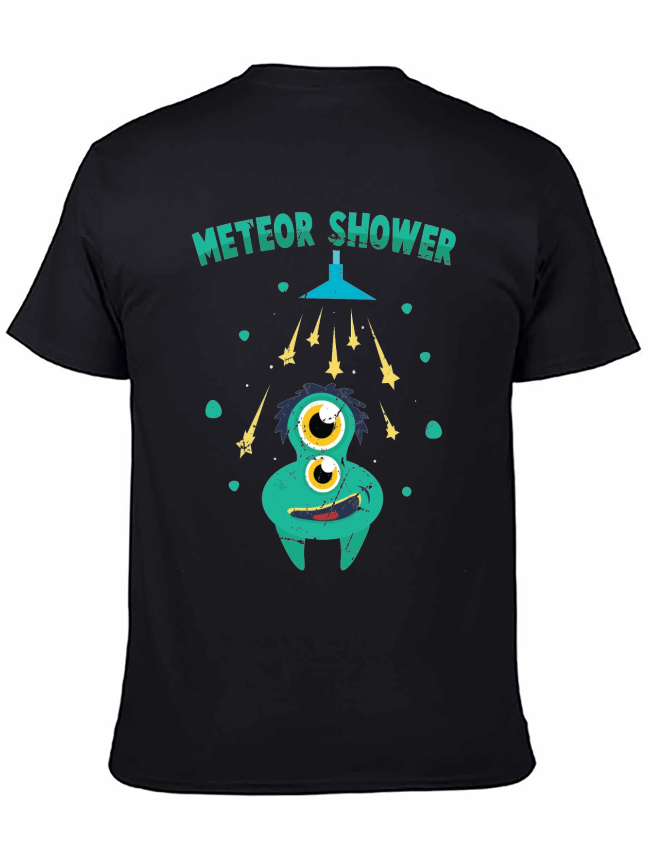 Black Meteor Shower Funny Graphic Tee view 4