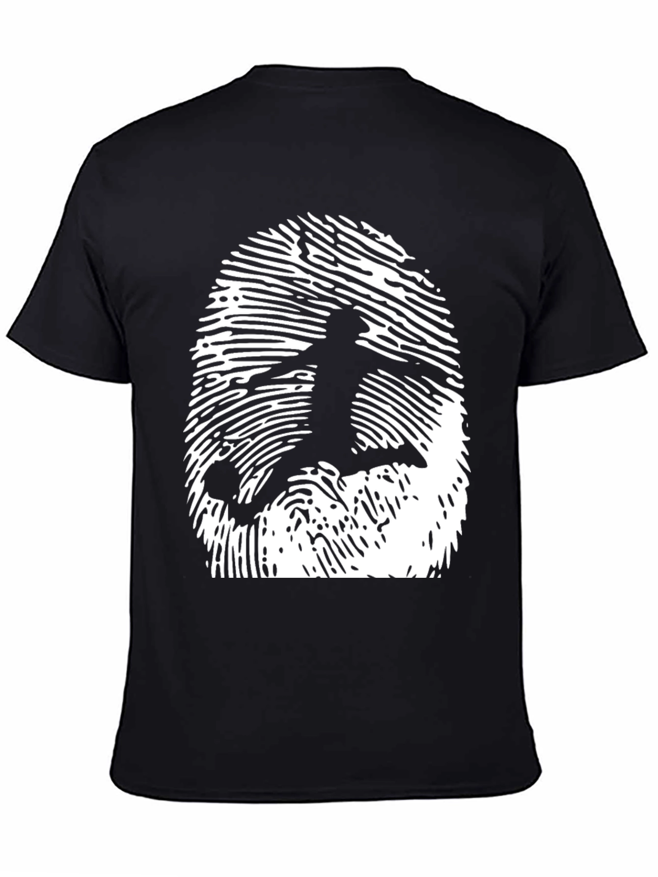 Black Soccer Fingerprint Graphic Tee - Black Cotton T-Shirt view 4
