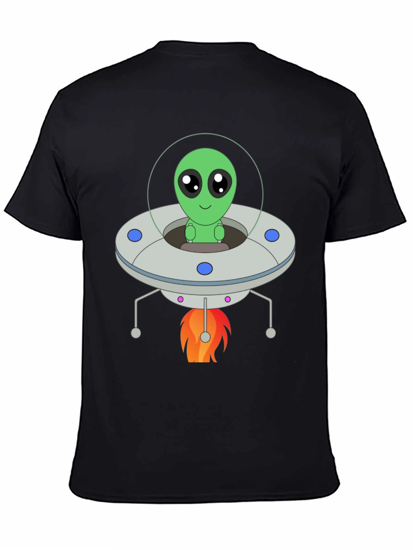Black Alien UFO T-Shirt - Black Graphic Tee view 4
