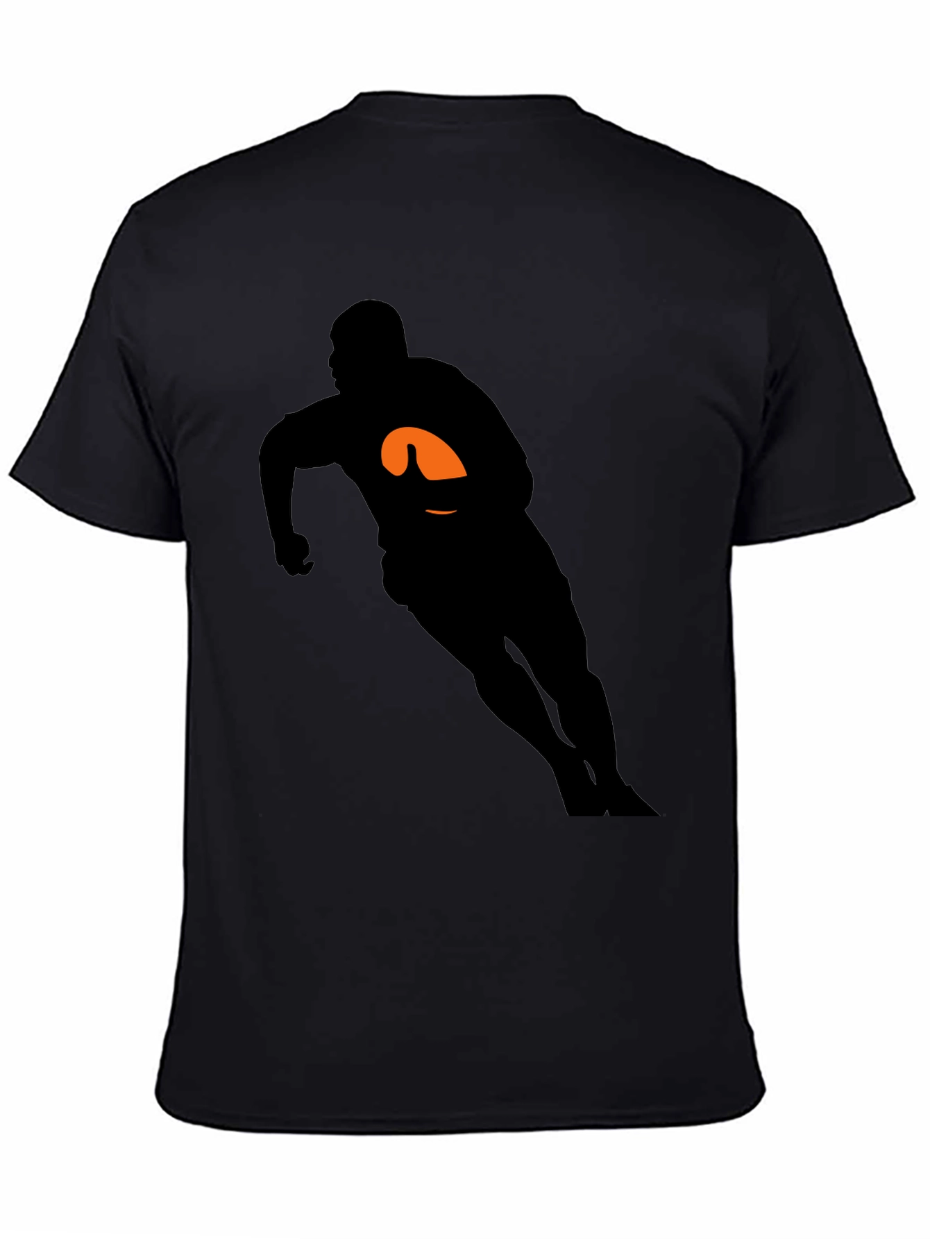 Black Rugby Player Graphic Tee - Black Cotton T-Shirt view 4