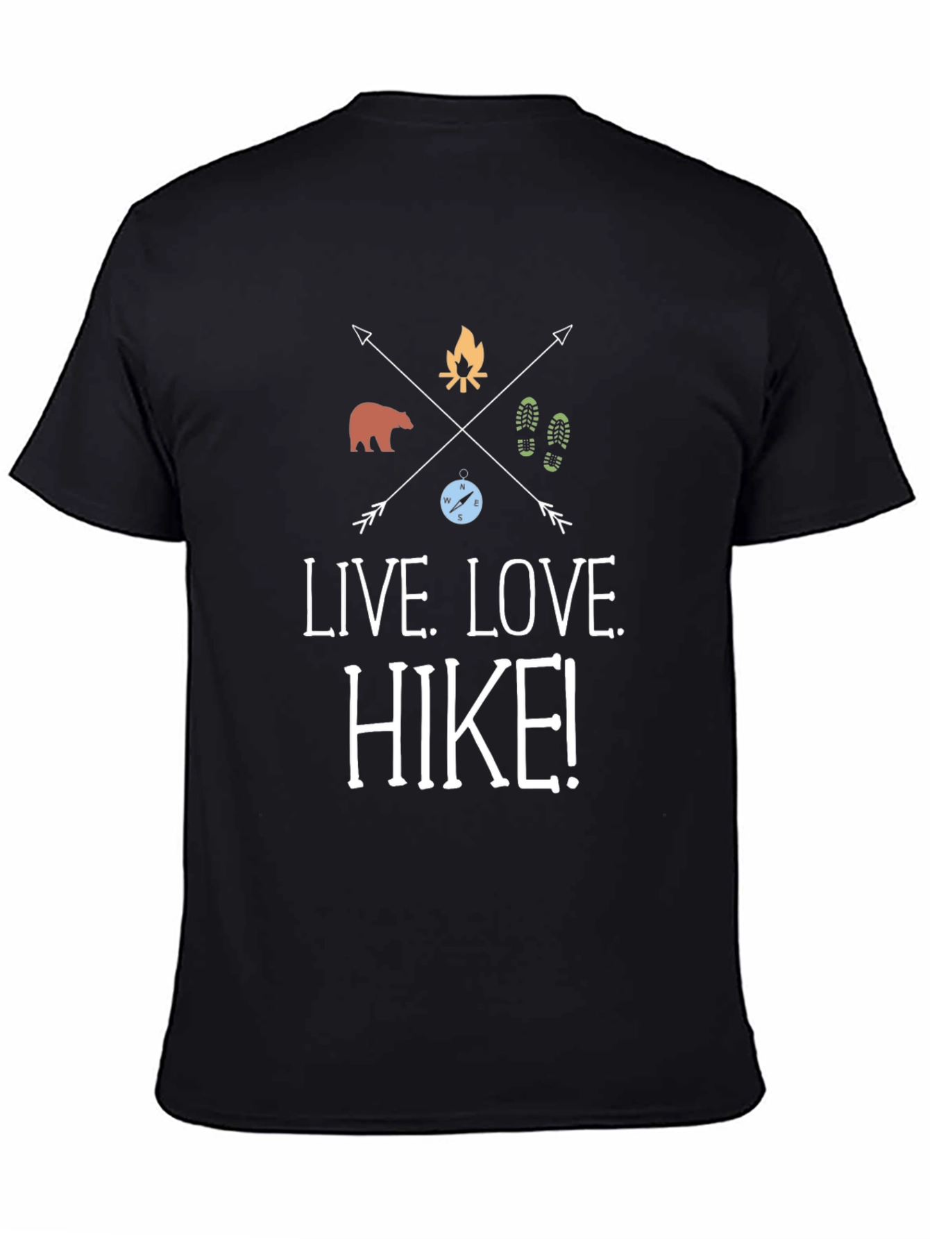 Black Live Love Hike! Graphic Tee - Adventure T-Shirt view 4