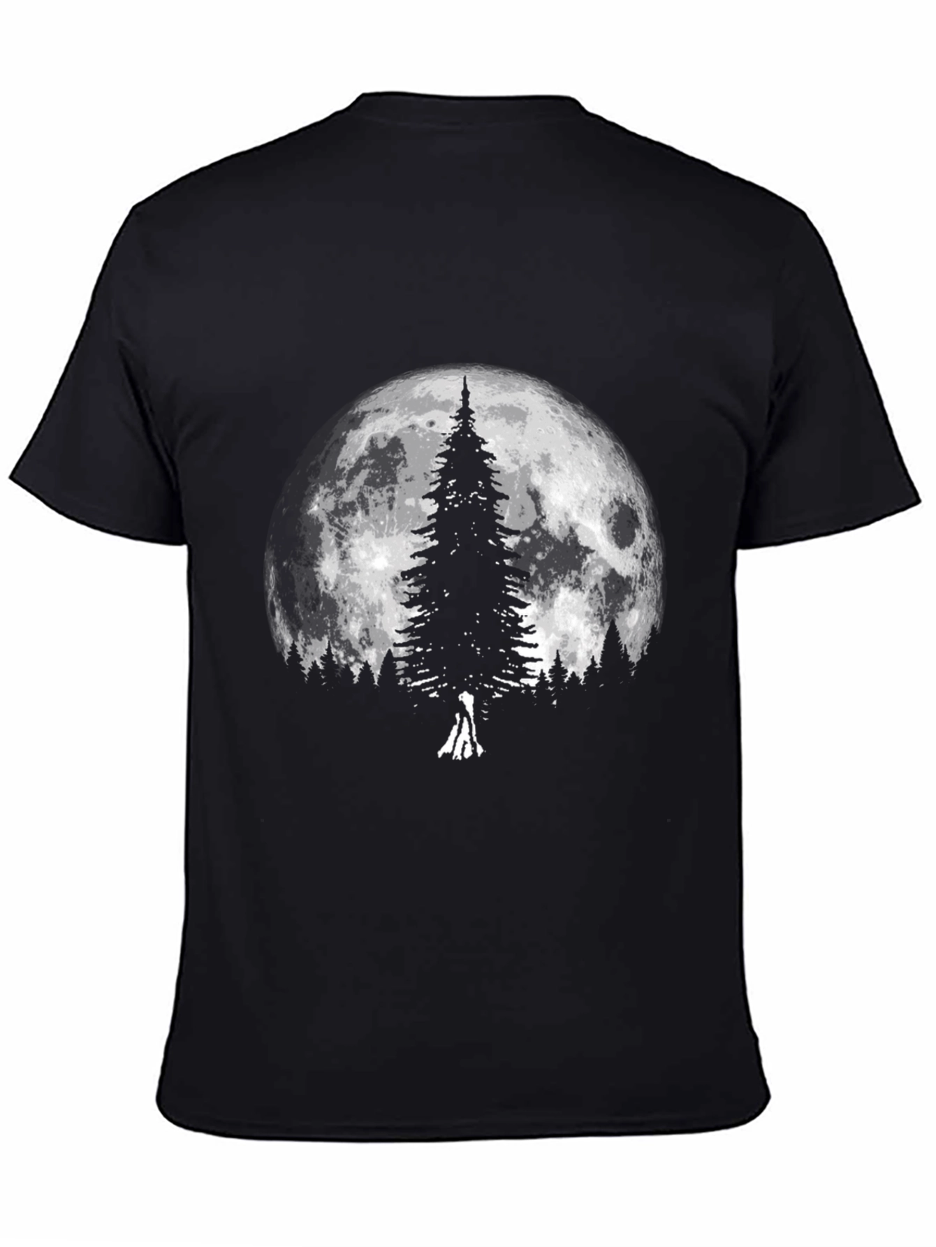 Black Moonlit Tree Graphic T-Shirt - Black view 4