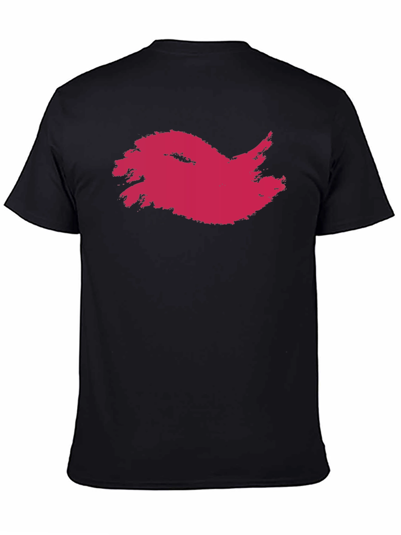 Black Men's Black T-Shirt with Abstract Crimson Print view 4