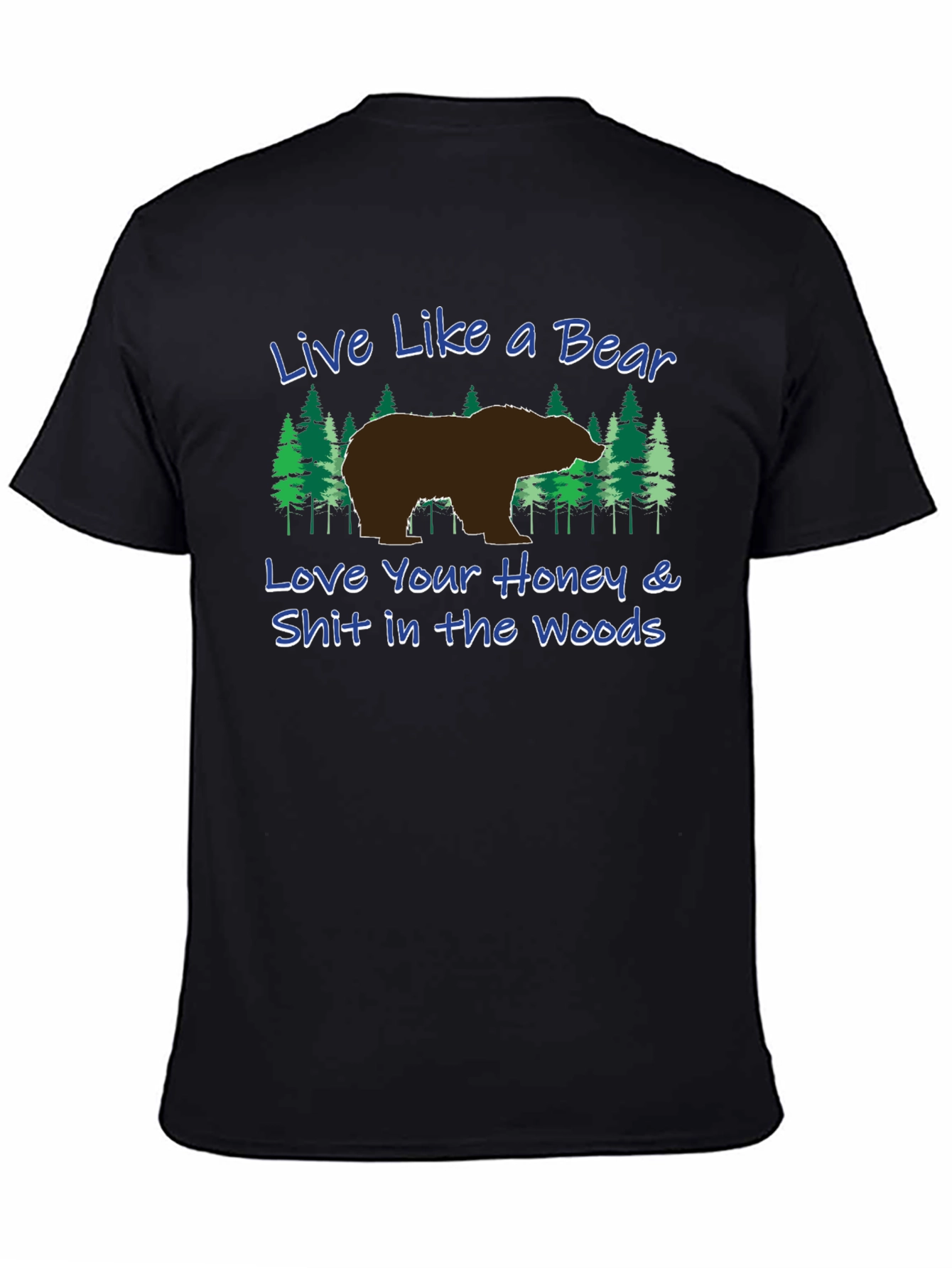 Black Live Like a Bear Graphic Tee - Black Unisex T-Shirt view 4