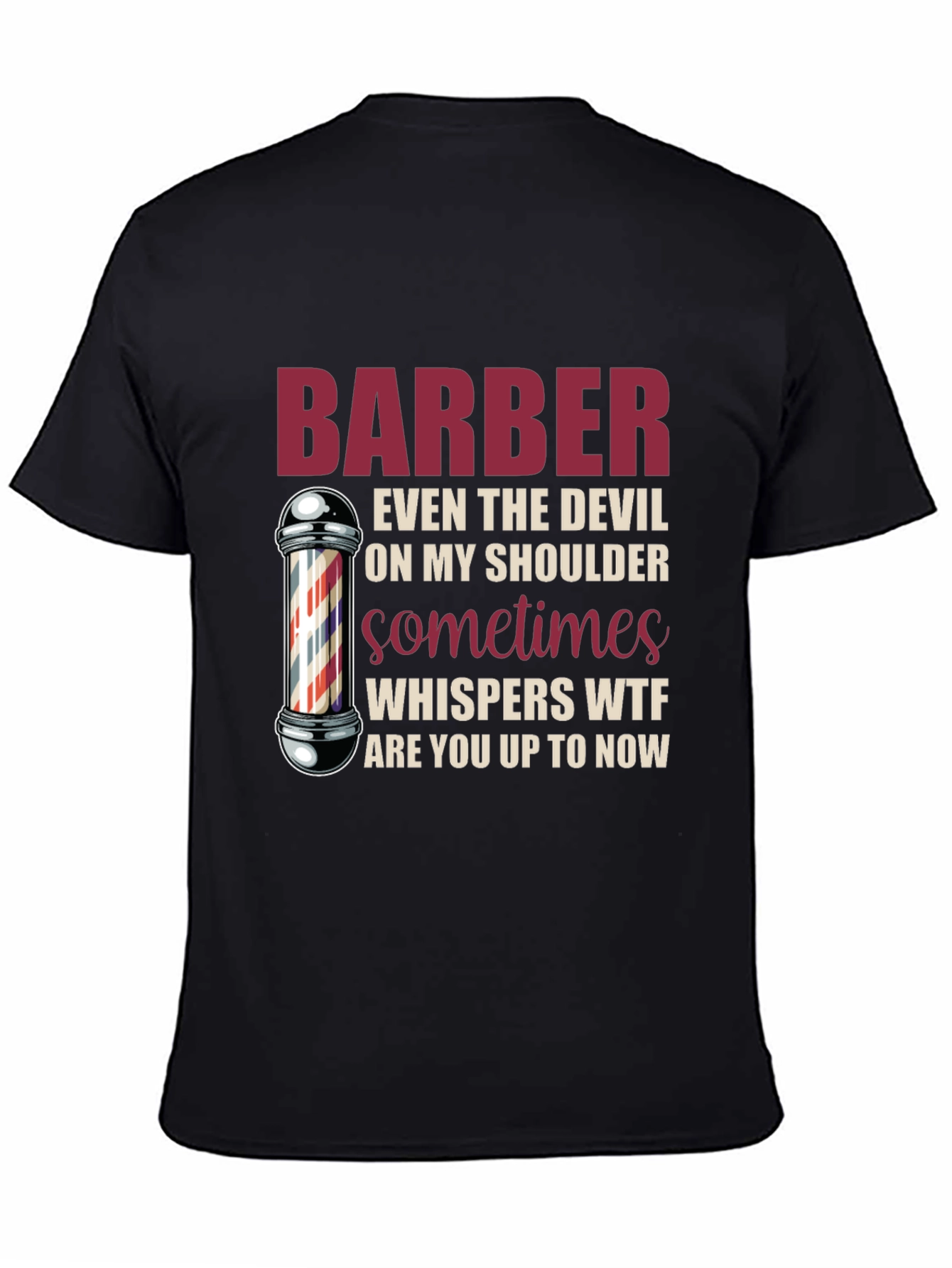 Black Barber Devil Shoulder Graphic T-Shirt view 4