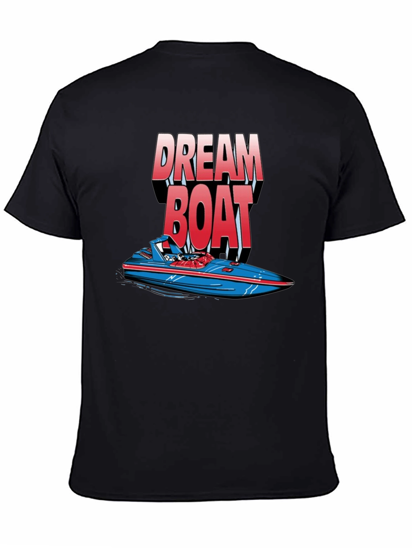 Black Dream Boat Graphic T-Shirt - Black Cotton Tee view 4