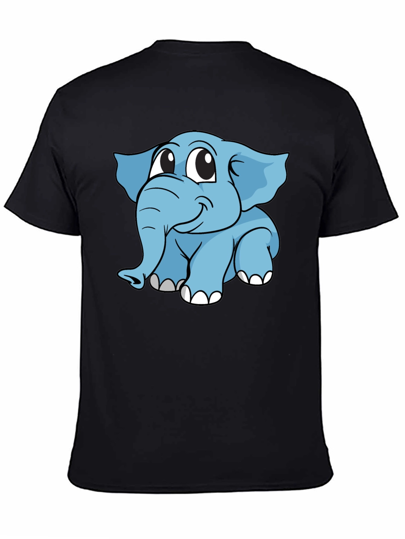 Black Cute Elephant Graphic T-Shirt - Black Cotton Blend view 4