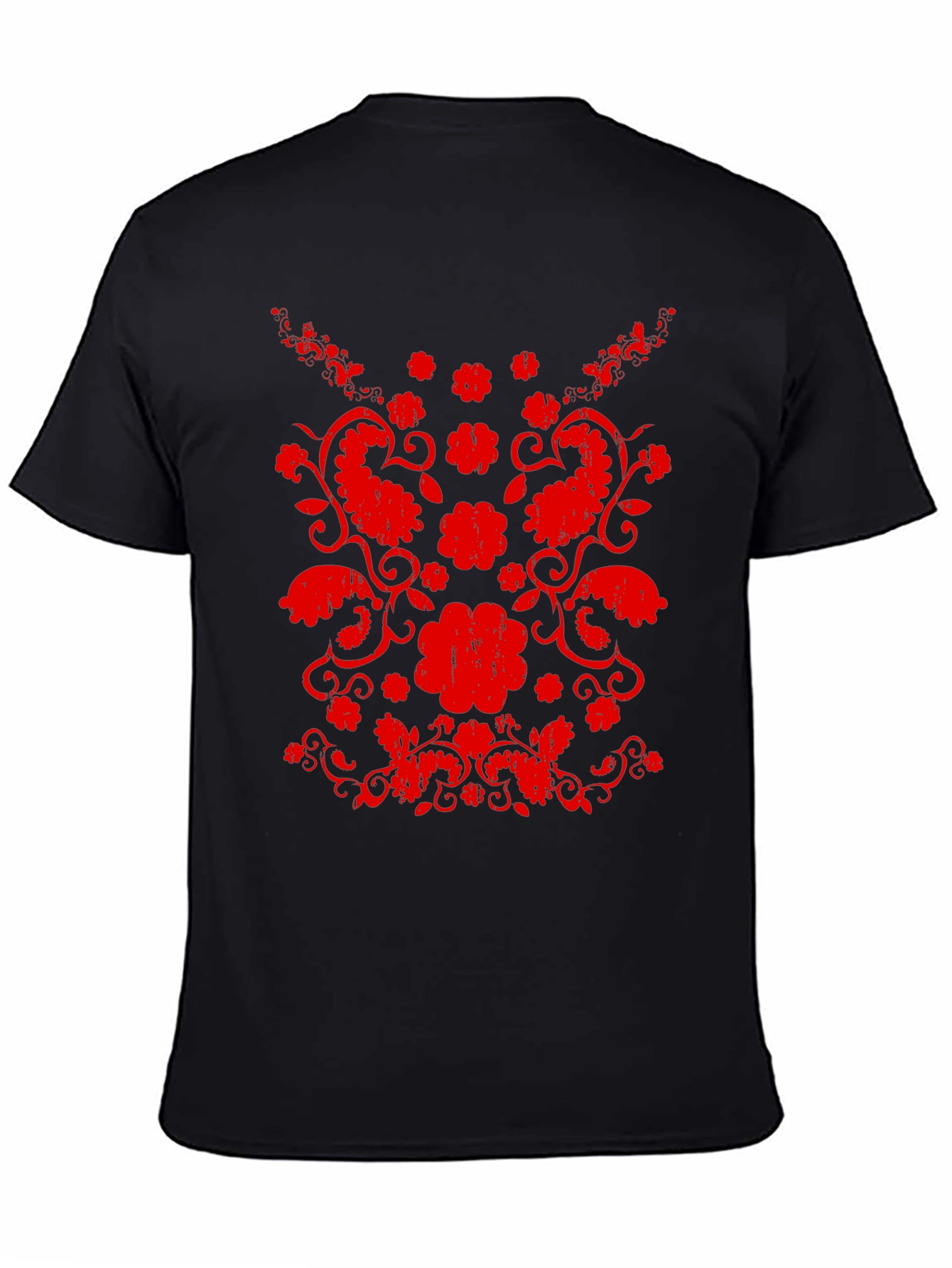 Black Floral Paisley Graphic Black T-Shirt view 4