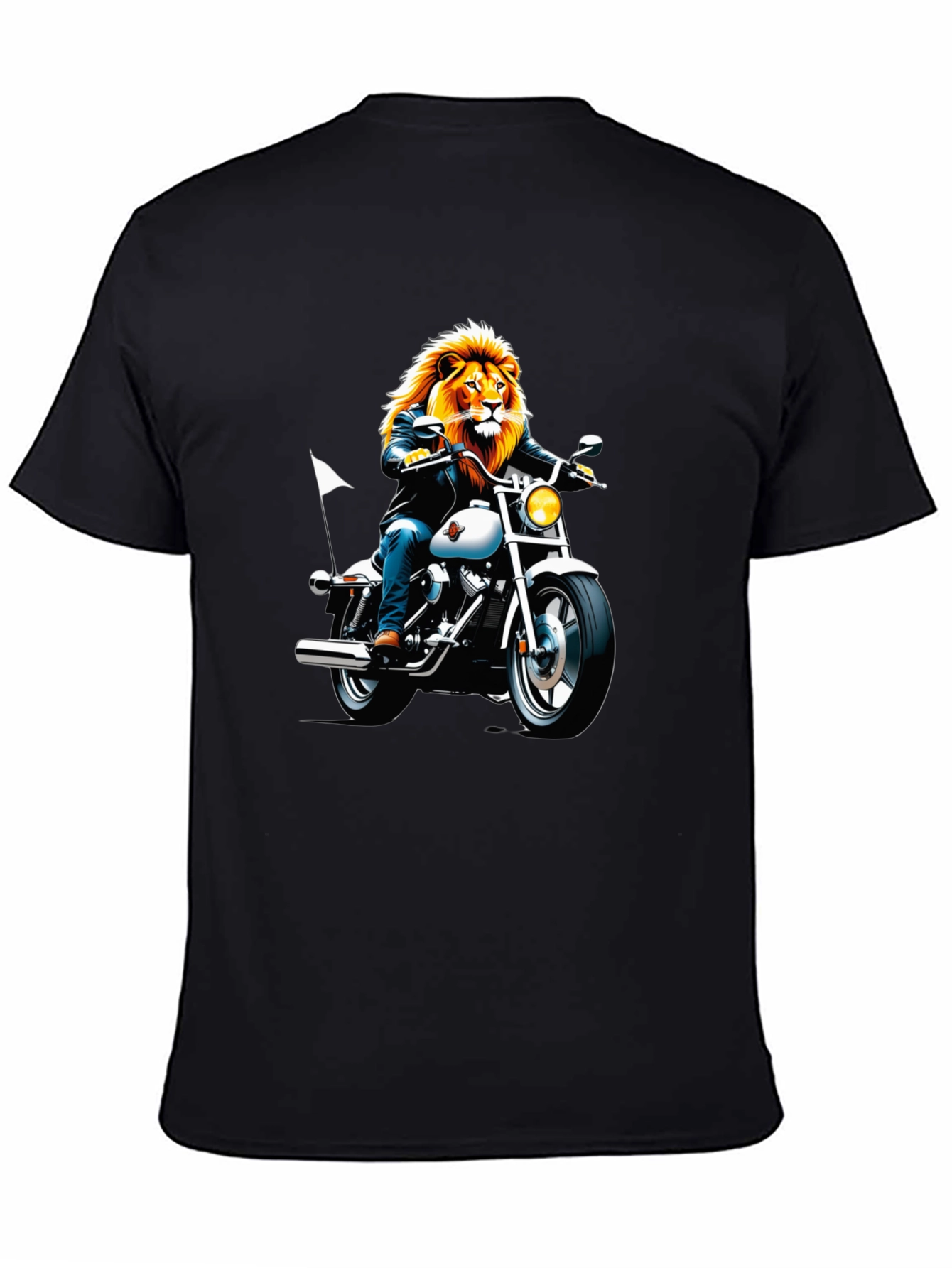 Black Lion Biker Graphic T-Shirt - Black view 4