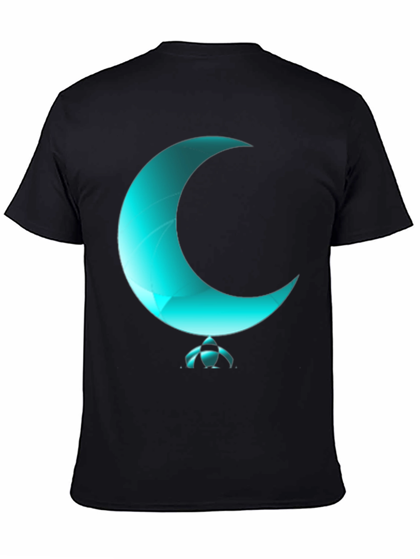 Black Turquoise Crescent Moon Graphic T-Shirt view 4