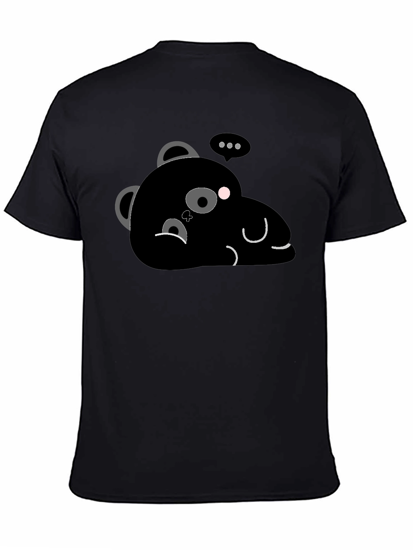 Black Cute Sloth Bear Graphic T-Shirt view 4
