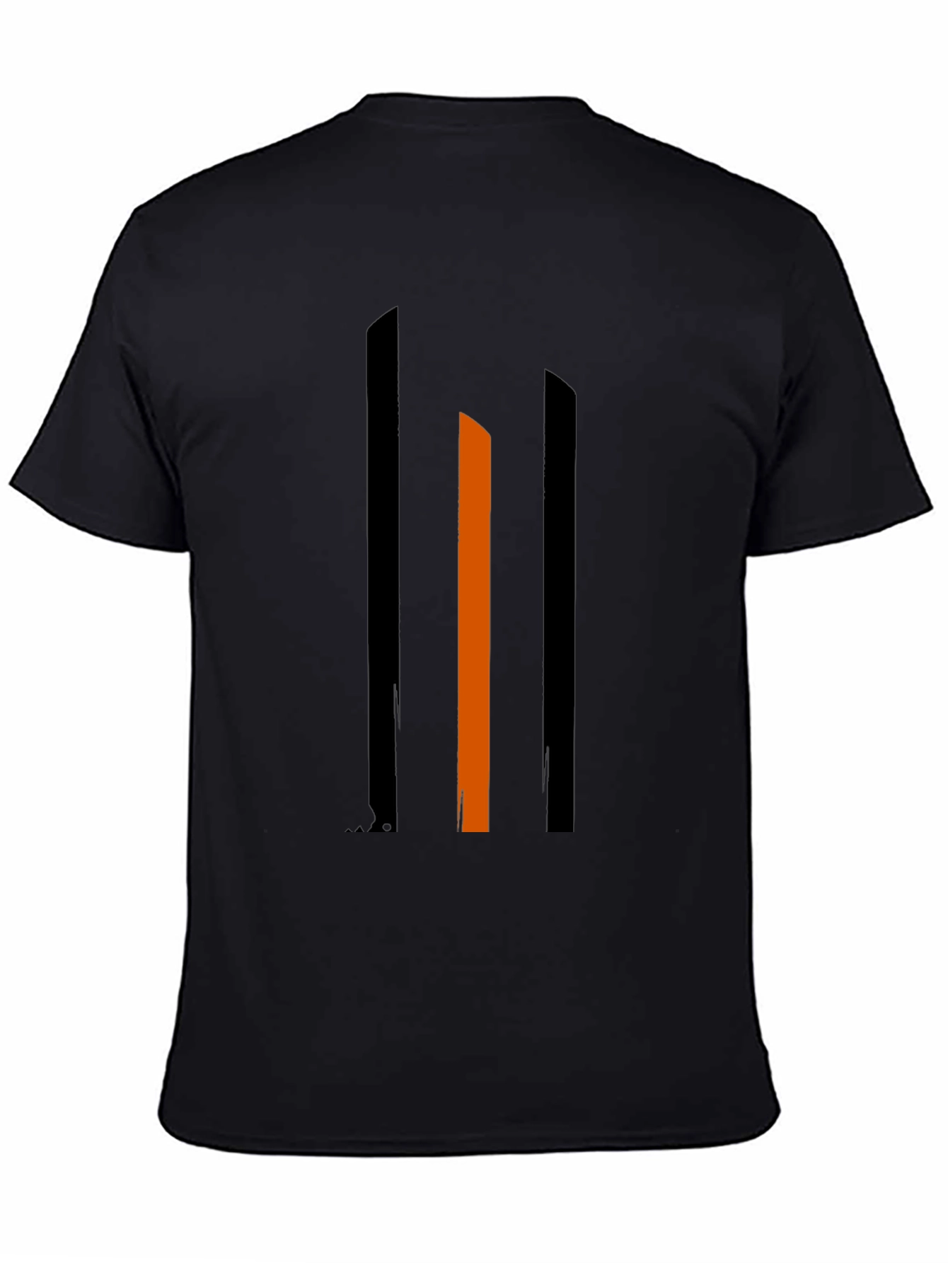 Black Stylish Minimalist Graphic Tee - Black with Bold Stripes view 4