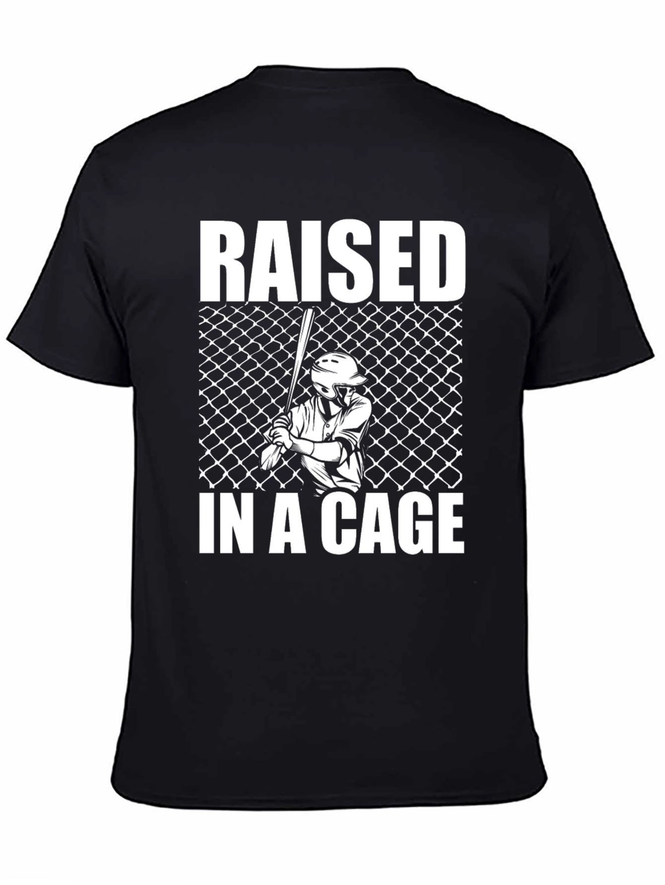 Black Raised in a Cage Baseball T-Shirt view 4