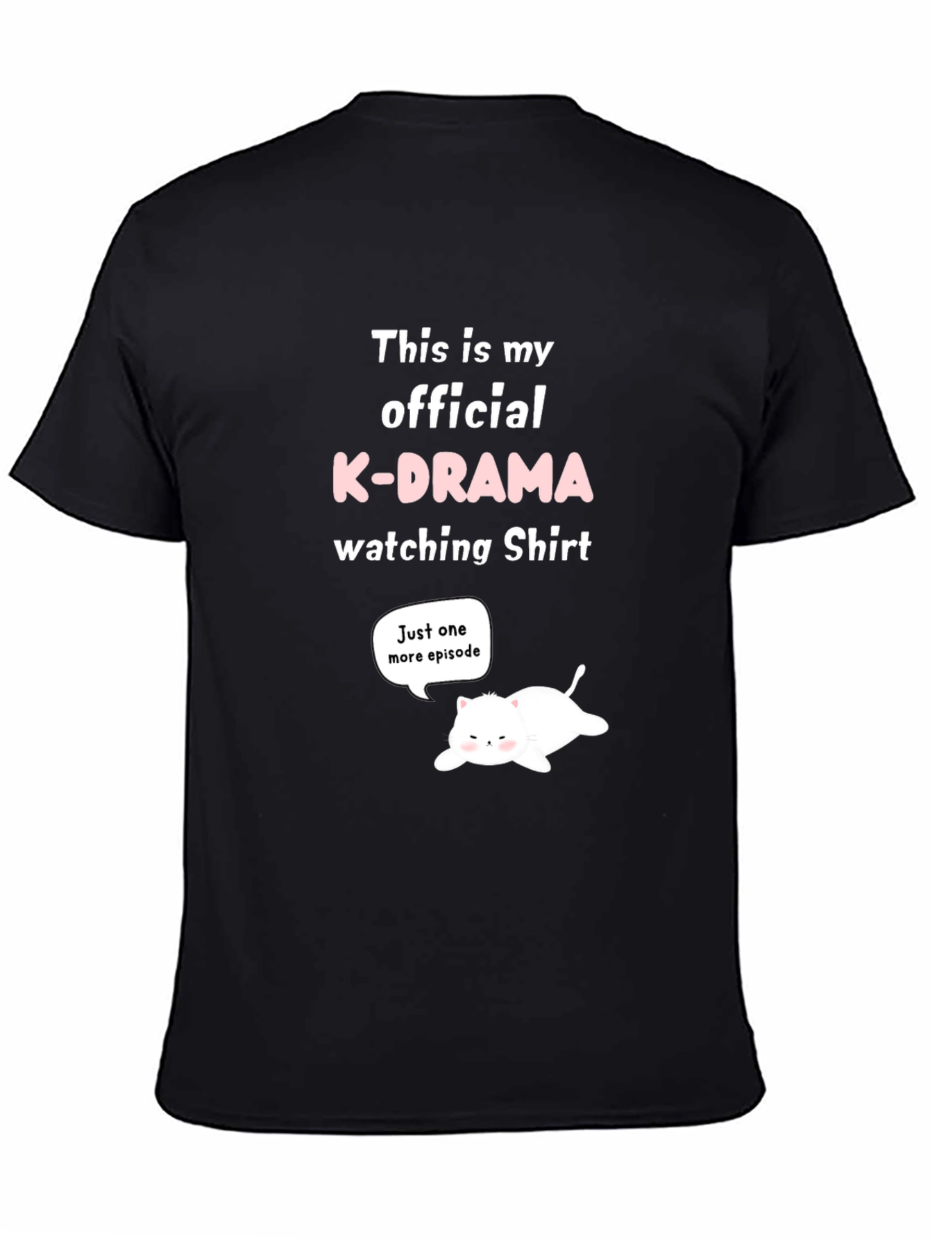 Black K-Drama Watching Shirt - Funny Cat Tee view 4