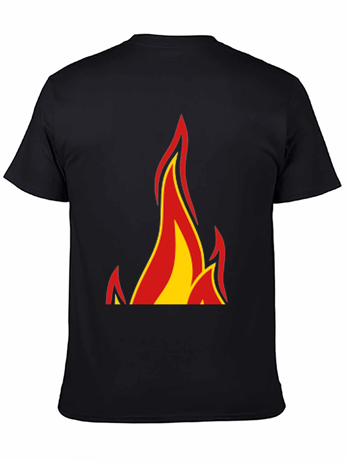 Black Fiery Graphic Tee - Bold Flame Design, Black Cotton Shirt view 4