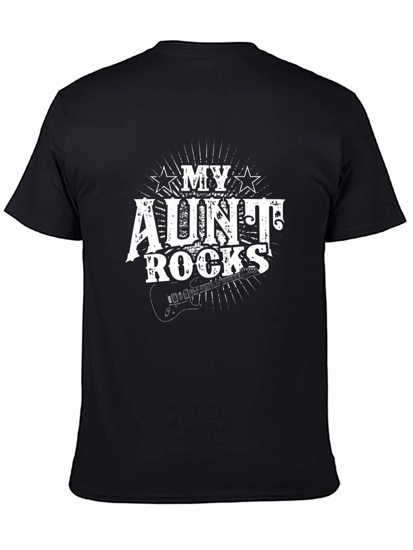 Black My Aunt Rocks Graphic Tee - Black Cotton T-Shirt view 4