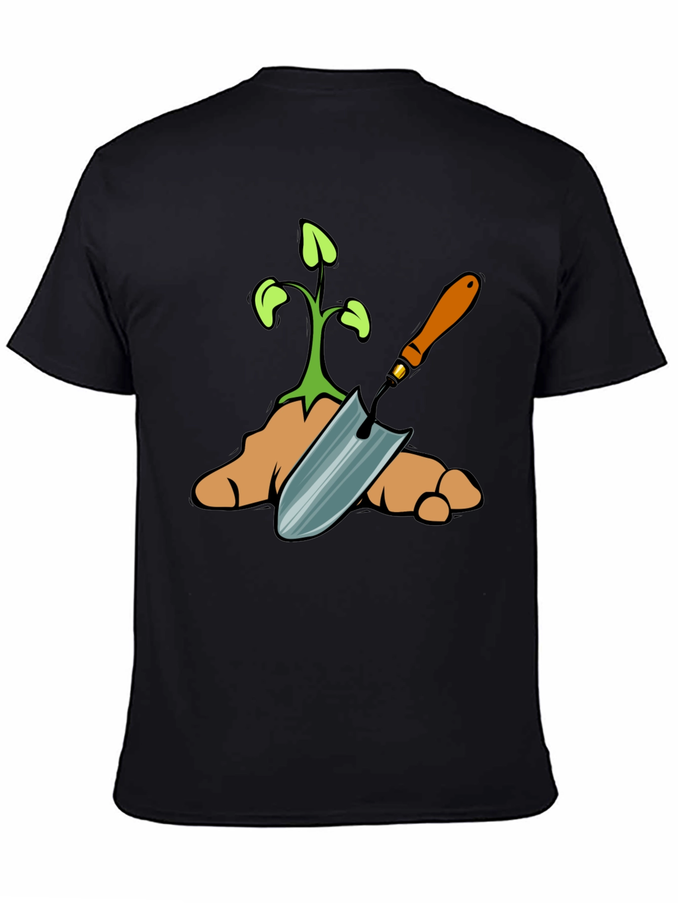 Black Gardening T-Shirt - Sprout & Trowel Design view 4