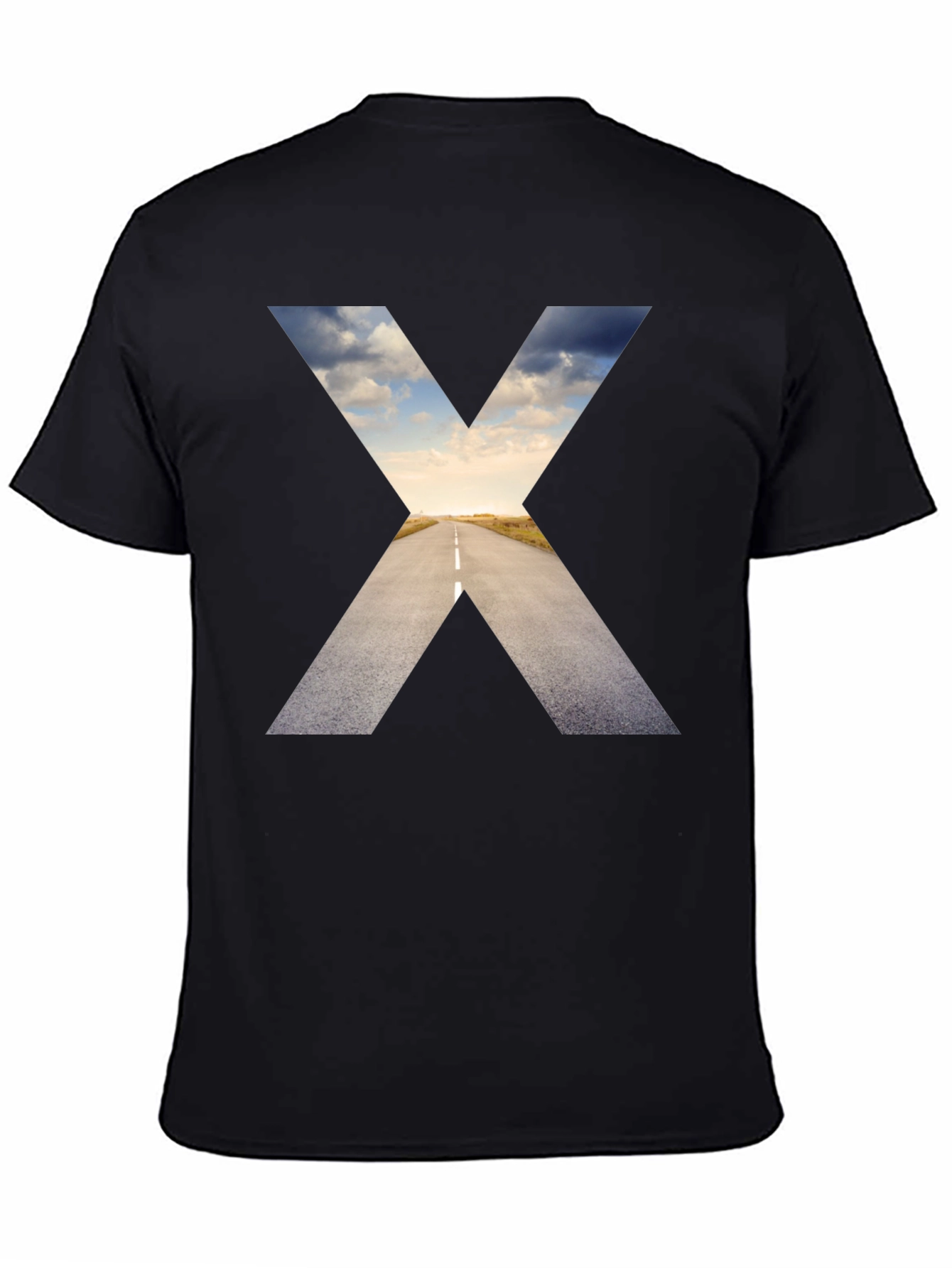 Black Road to Horizon Graphic Tee - Black Cotton Shirt view 4