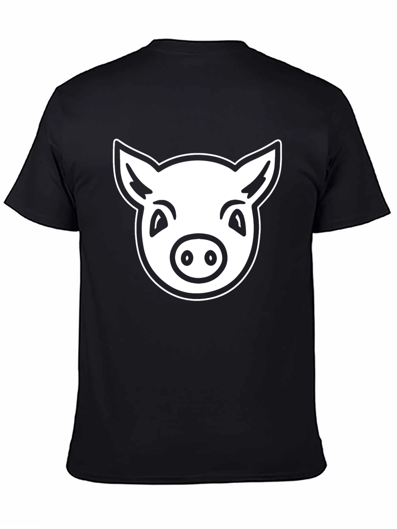 Black Pig Face Graphic T-Shirt - Black Cotton Tee view 4