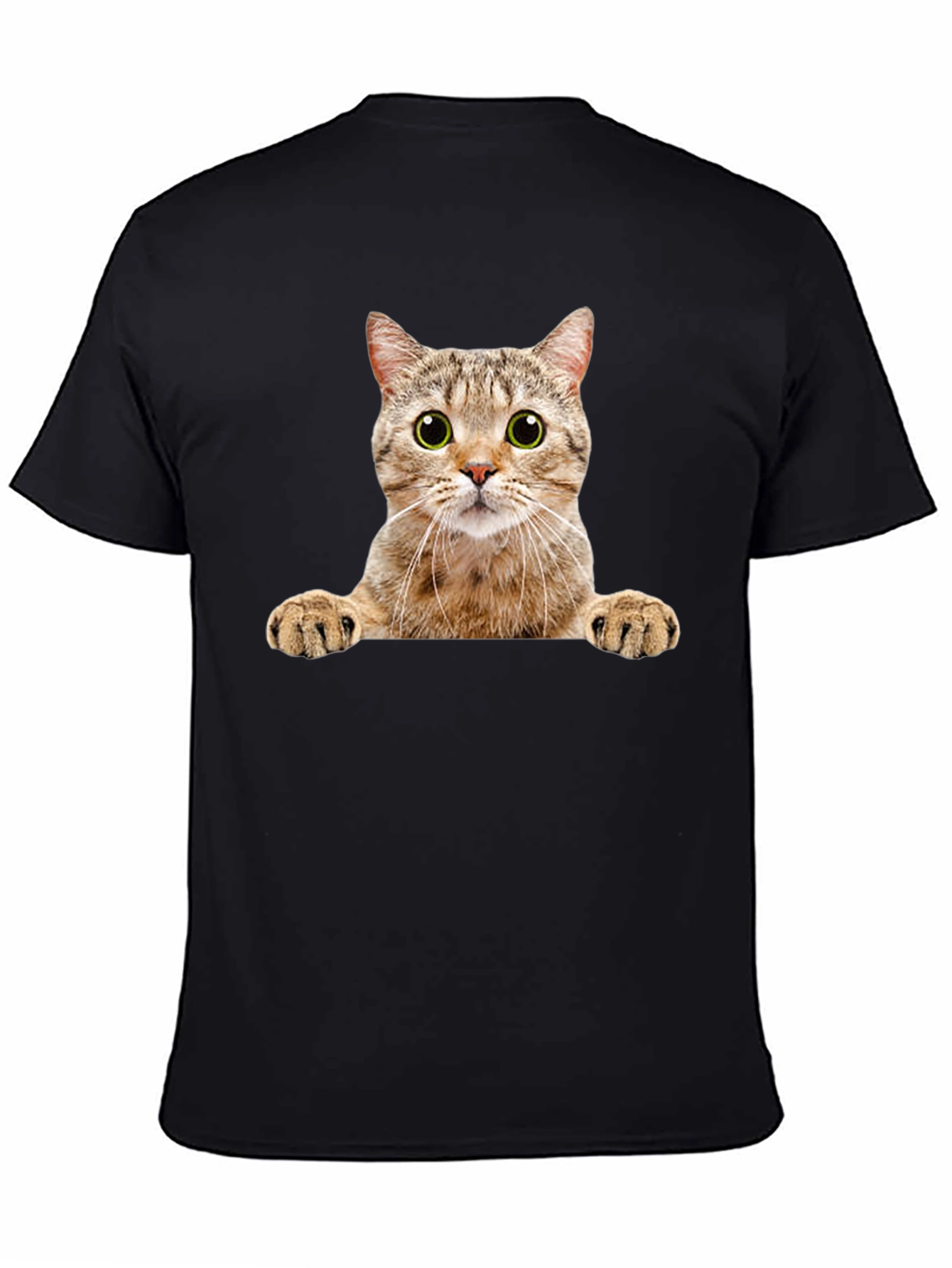 Black Cat Peeking T-Shirt - Novelty Animal Graphic Tee view 4