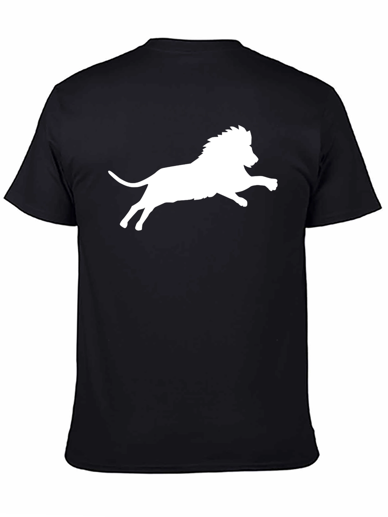 Black Black T-Shirt with White Lion Print view 4