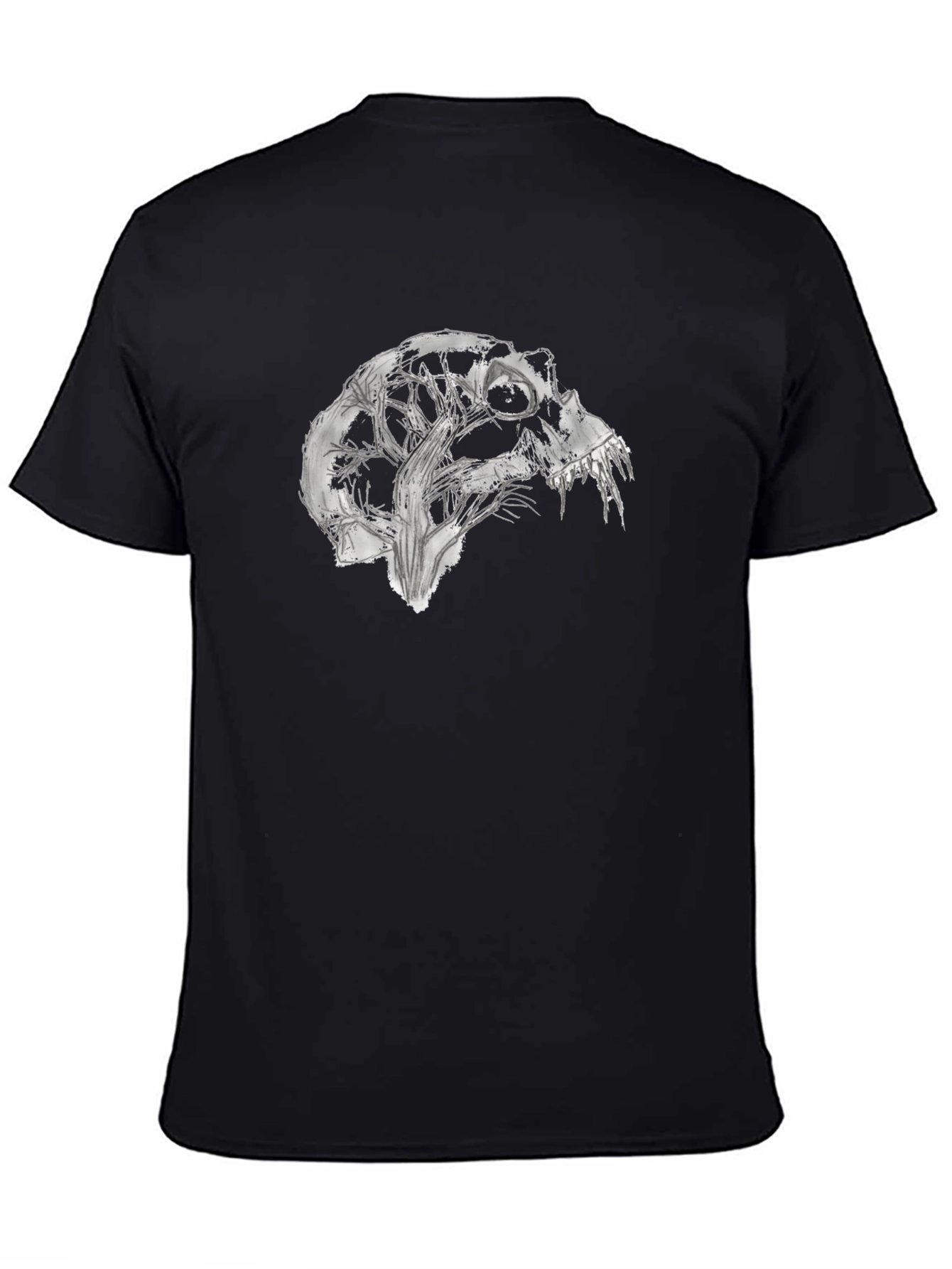 Black Abstract Skull Graphic Tee - Black Cotton Blend view 4