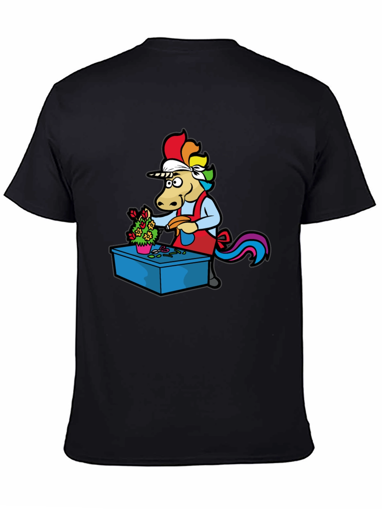 Black Unicorn Baker T-Shirt - Funny Cartoon Tee view 4