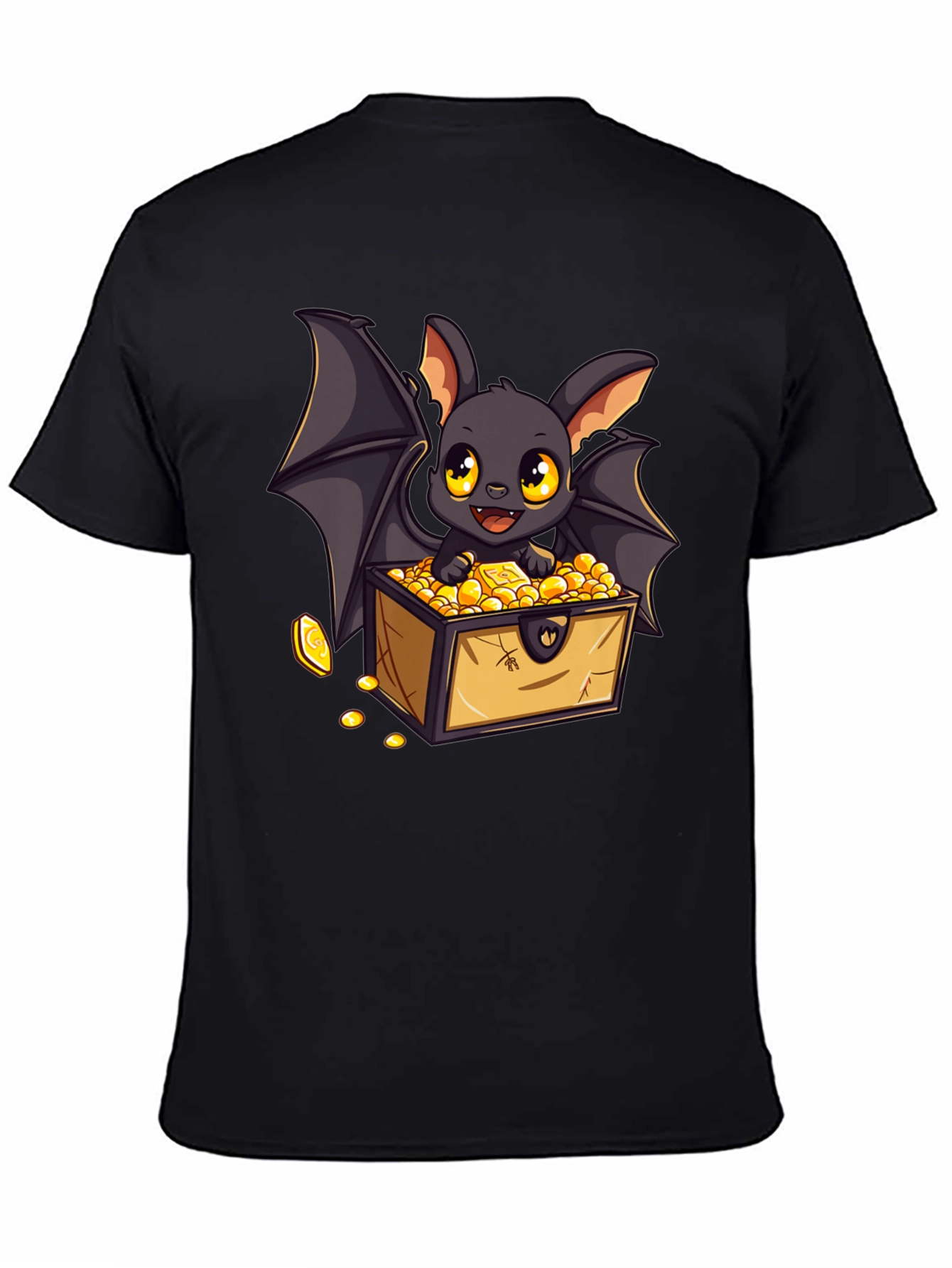 Black Bat Treasure Chest Graphic Tee - Black view 4