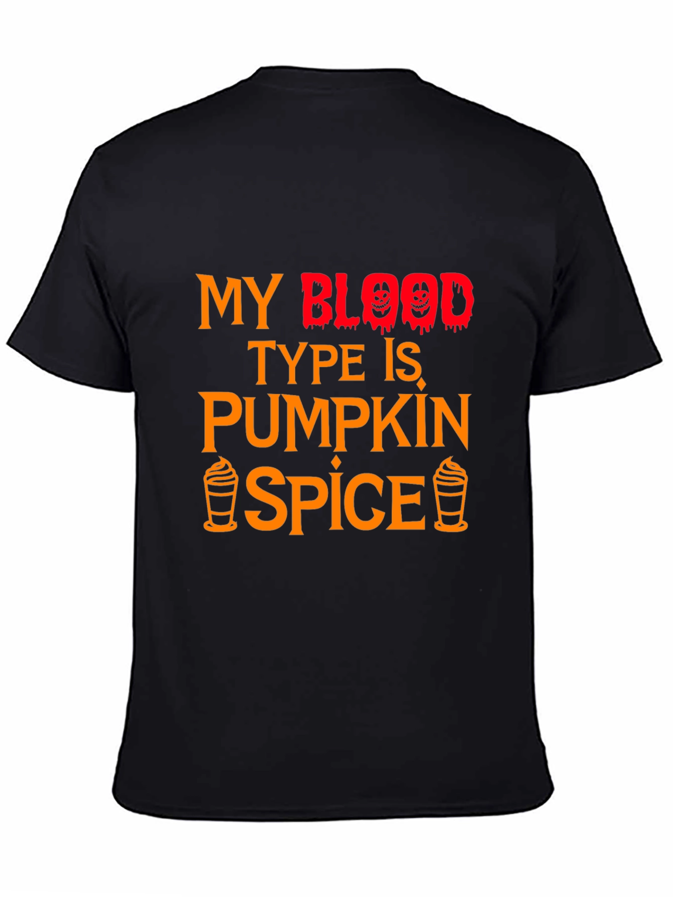 Black Pumpkin Spice Blood Type Halloween T-Shirt view 4