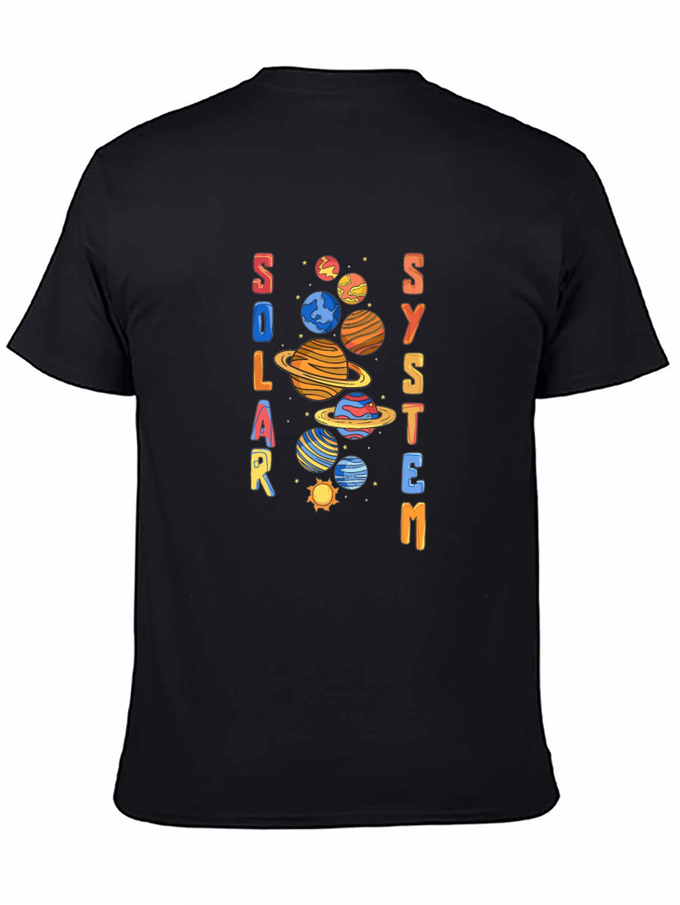 Black Solar System Graphic Tee - Space T-Shirt view 4