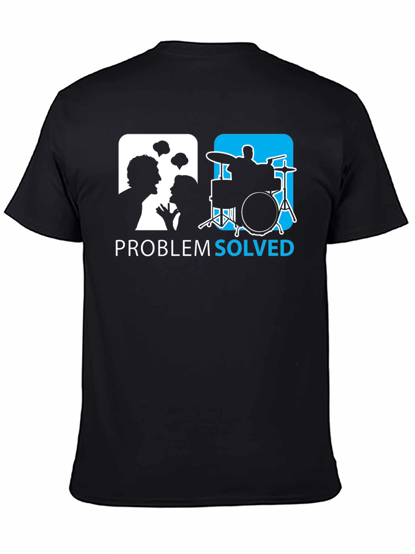 Black Problem Solved Drummer T-Shirt - Funny Music Tee view 4