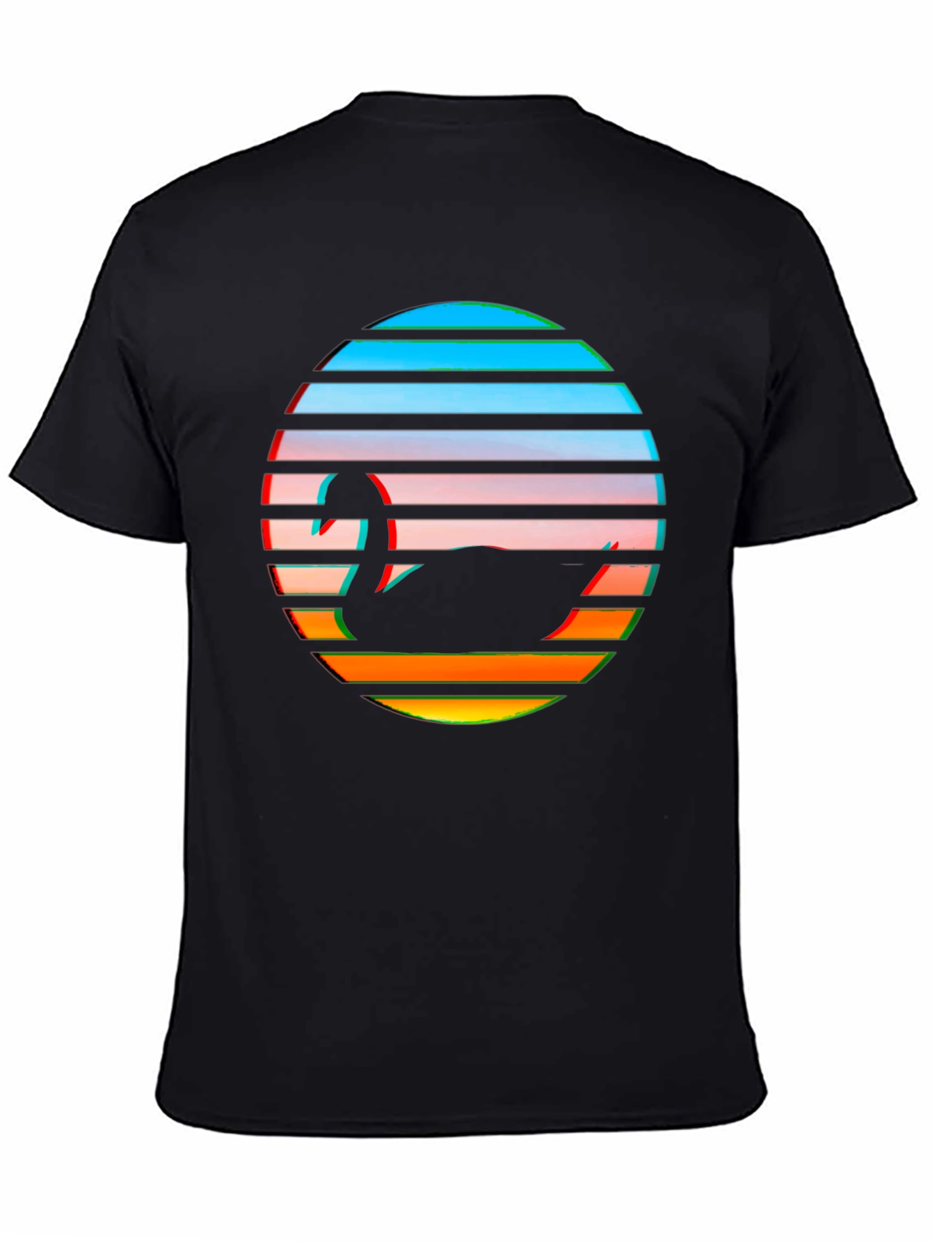 Black Retro Swan Graphic Tee - Black Cotton Blend view 4