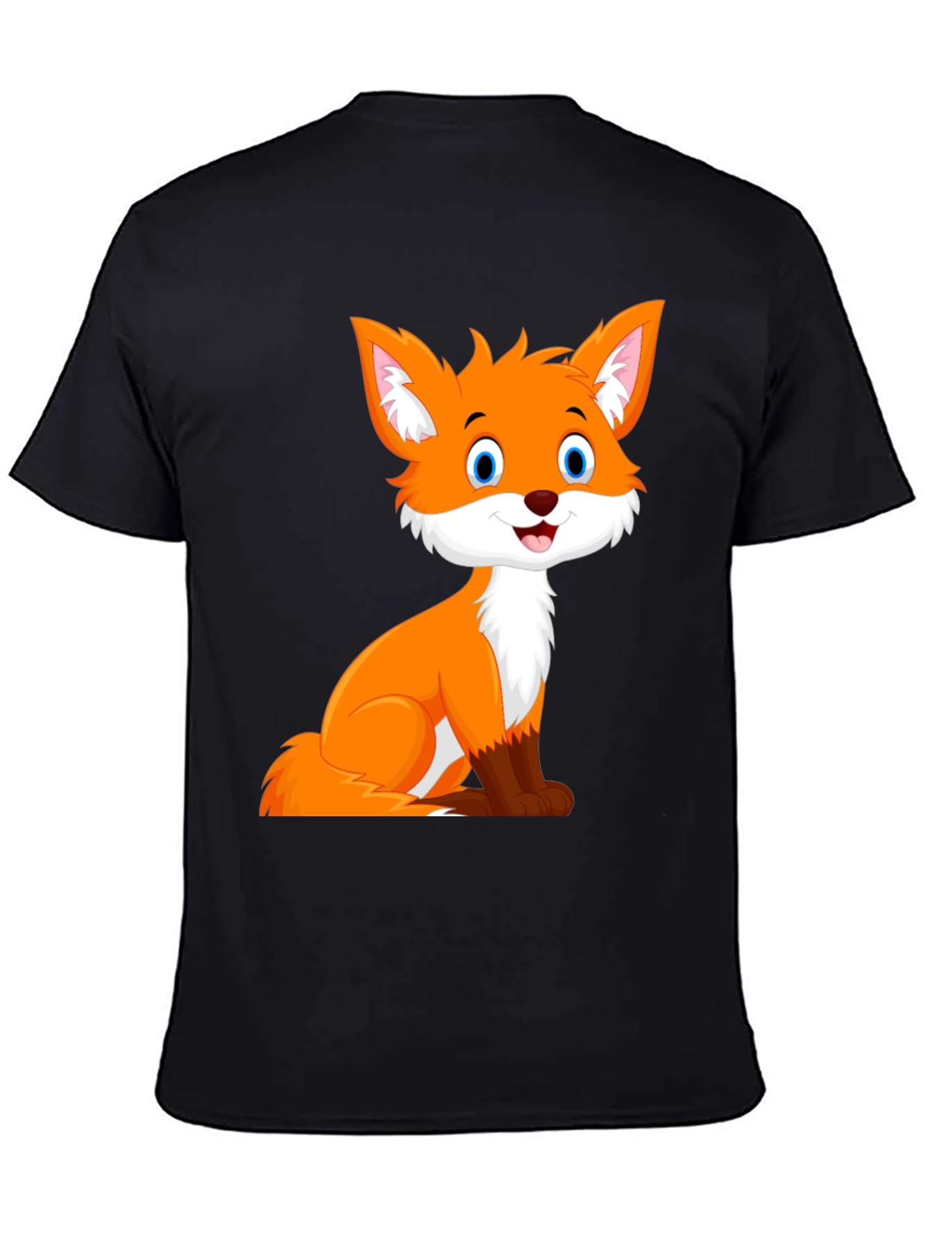 Black Cute Fox Graphic Tee - Black Unisex T-Shirt view 4