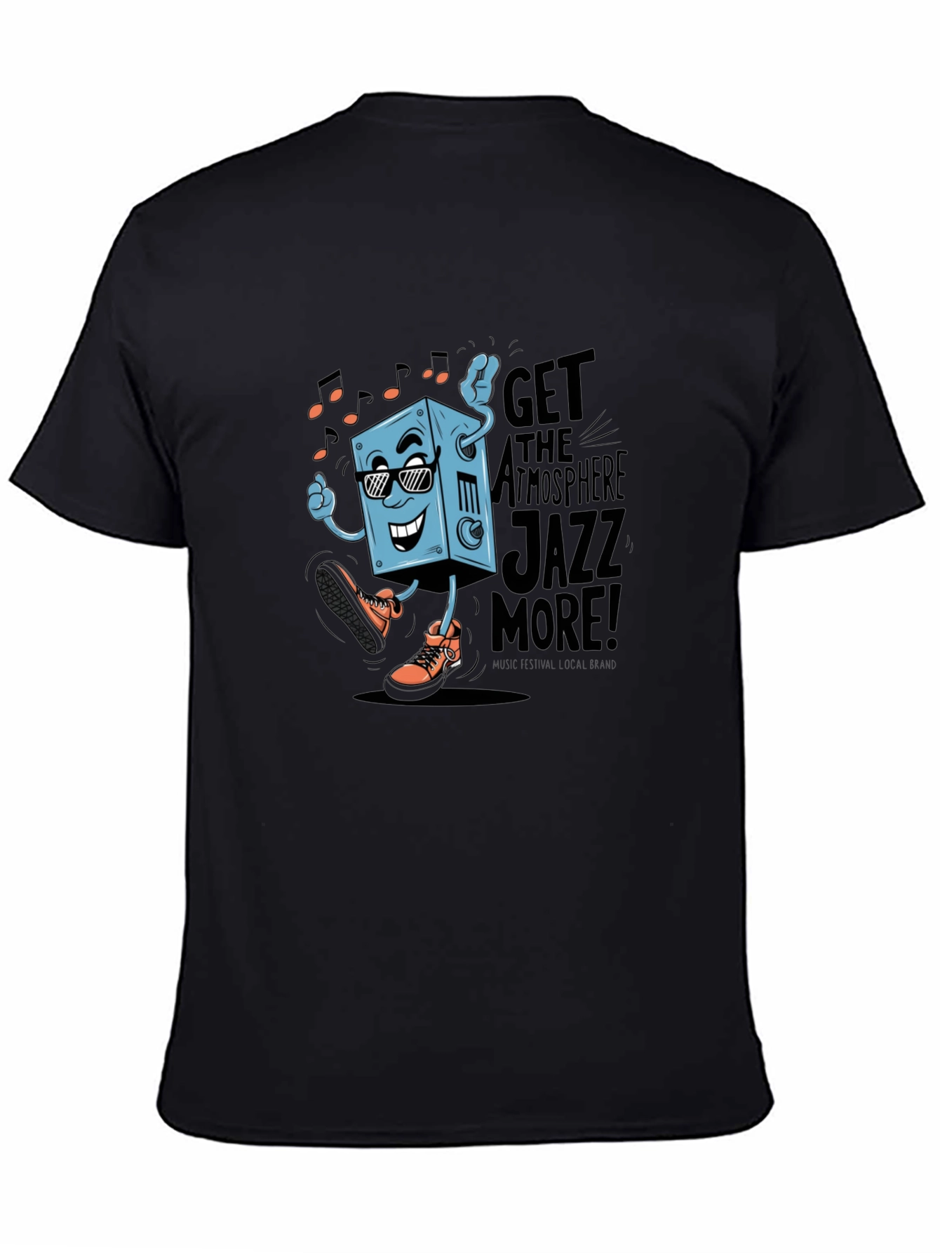 Black Cool Jazz Graphic Tee - Black Cotton T-Shirt view 4