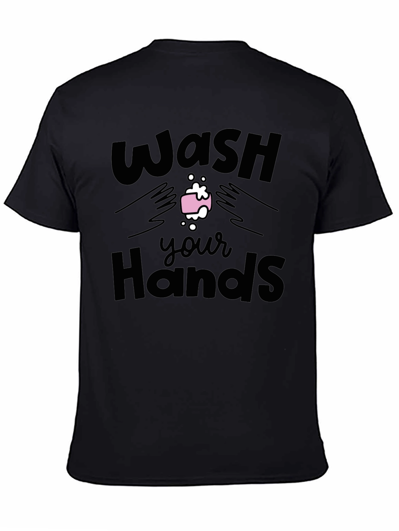Black Wash Your Hands Graphic Tee - Black view 4