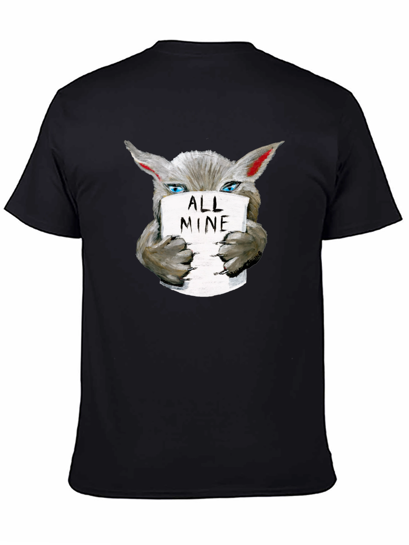 Black All Mine Wolf Graphic Tee - Trendy Crew Neck T-Shirt view 4