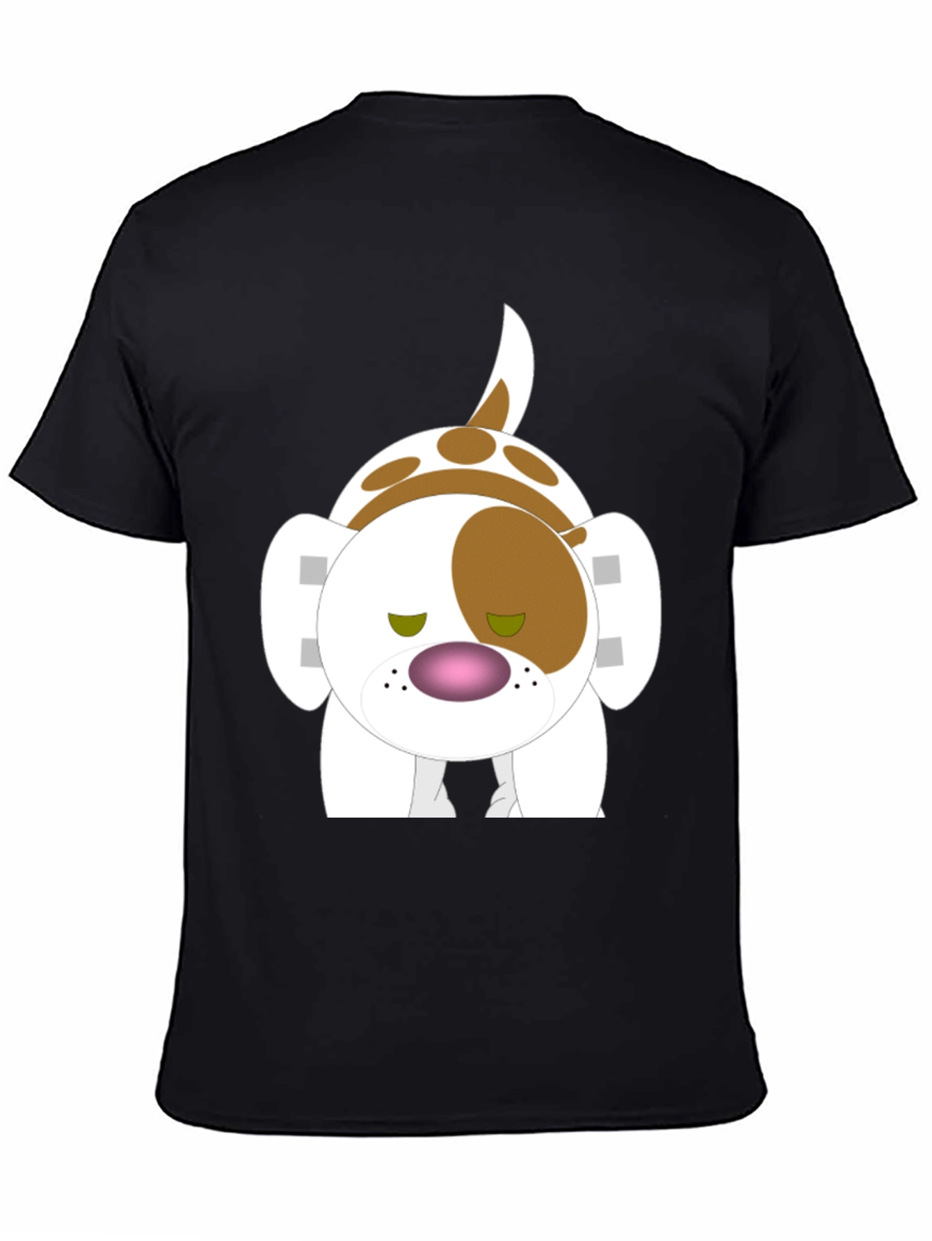 Black Cartoon Dog Print T-Shirt - Soft Cotton Tee view 4