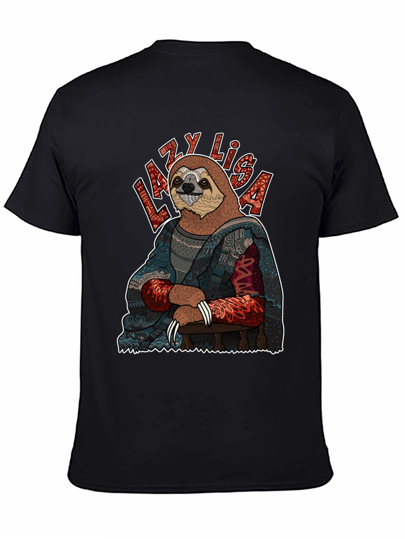 Black Lazy Lisa Sloth Graphic Tee view 4