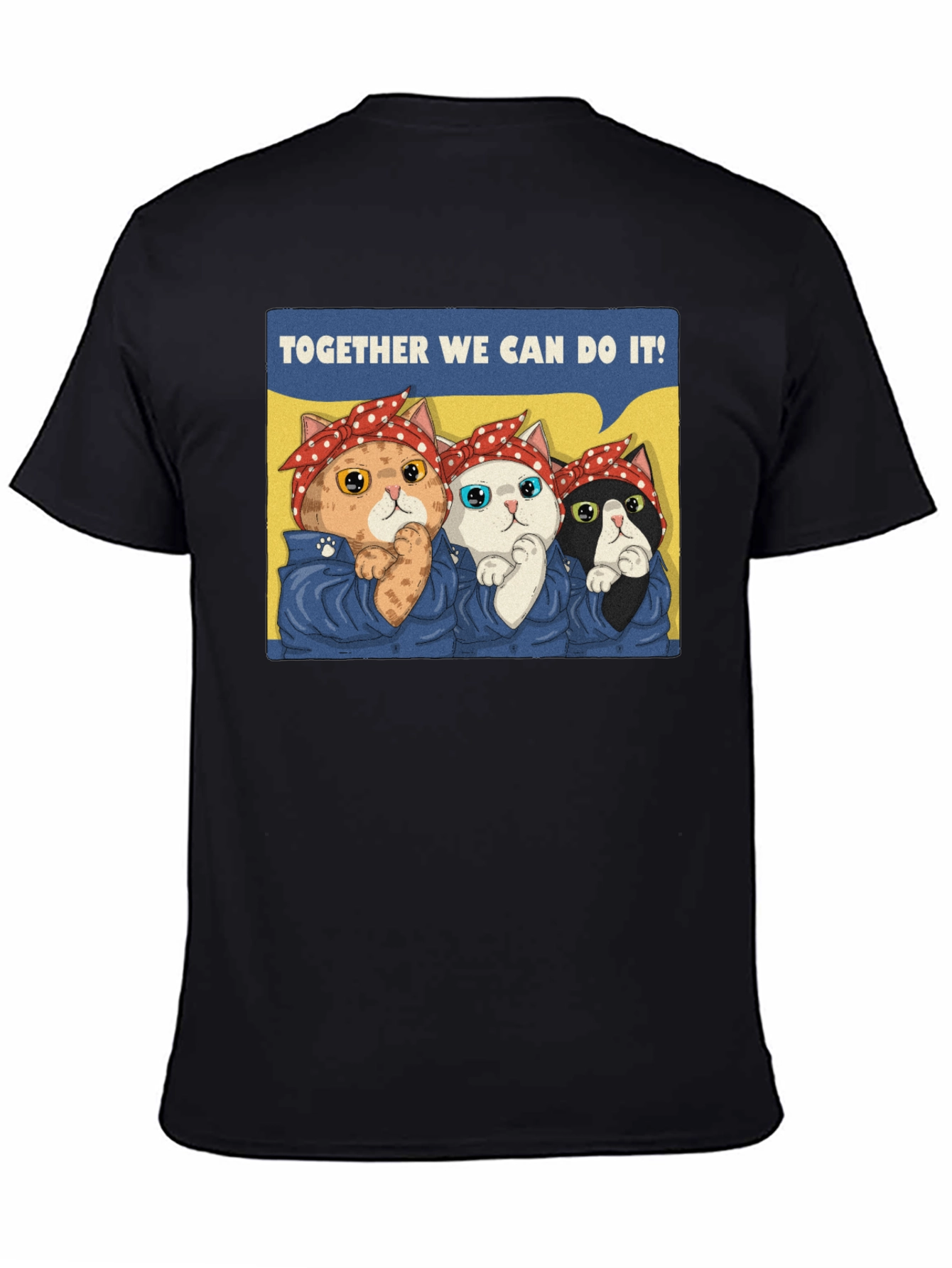 Black Rosie the Riveter Cats T-Shirt view 4