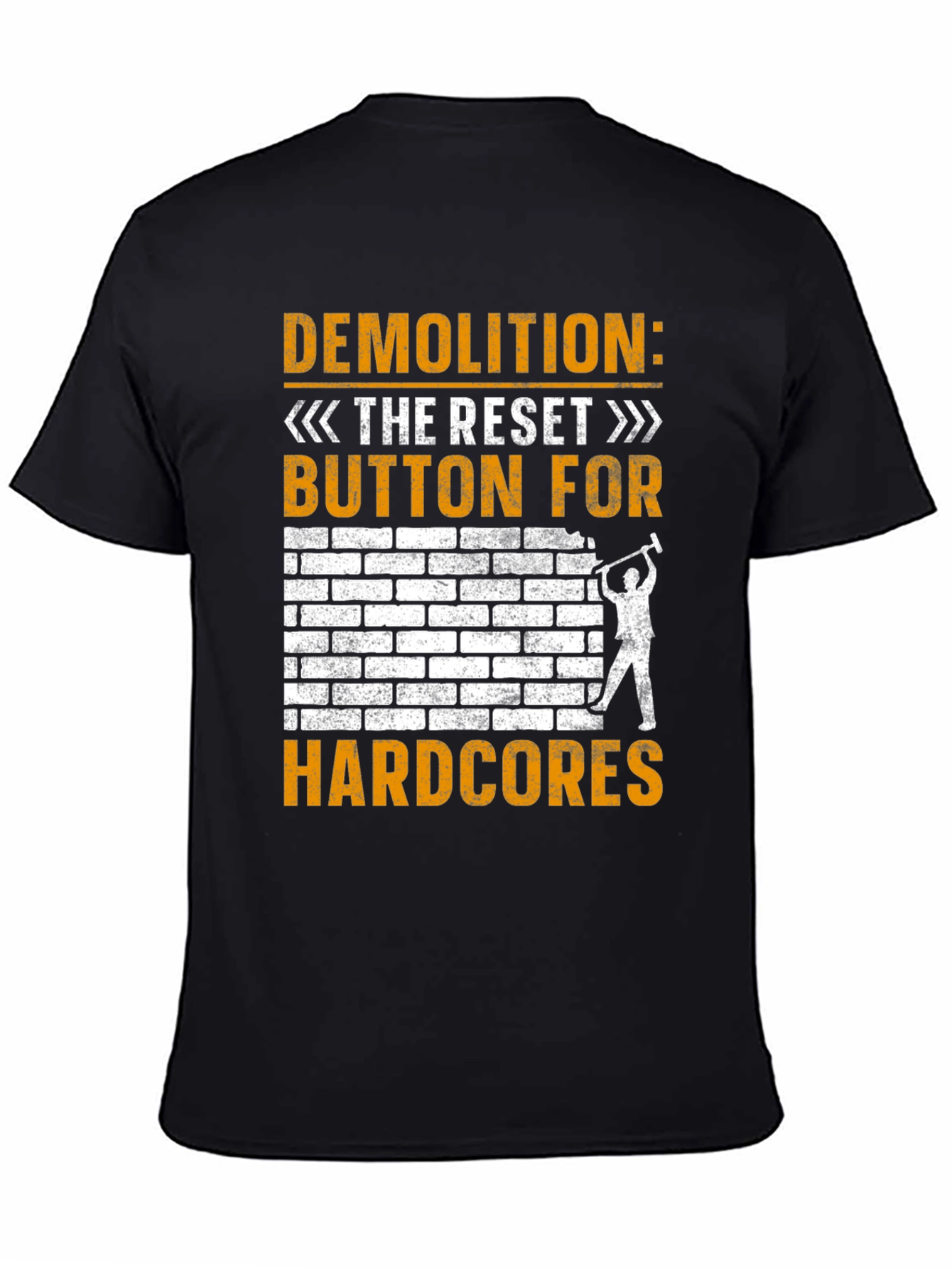 Black Demolition Reset Button Hardcore T-Shirt view 4