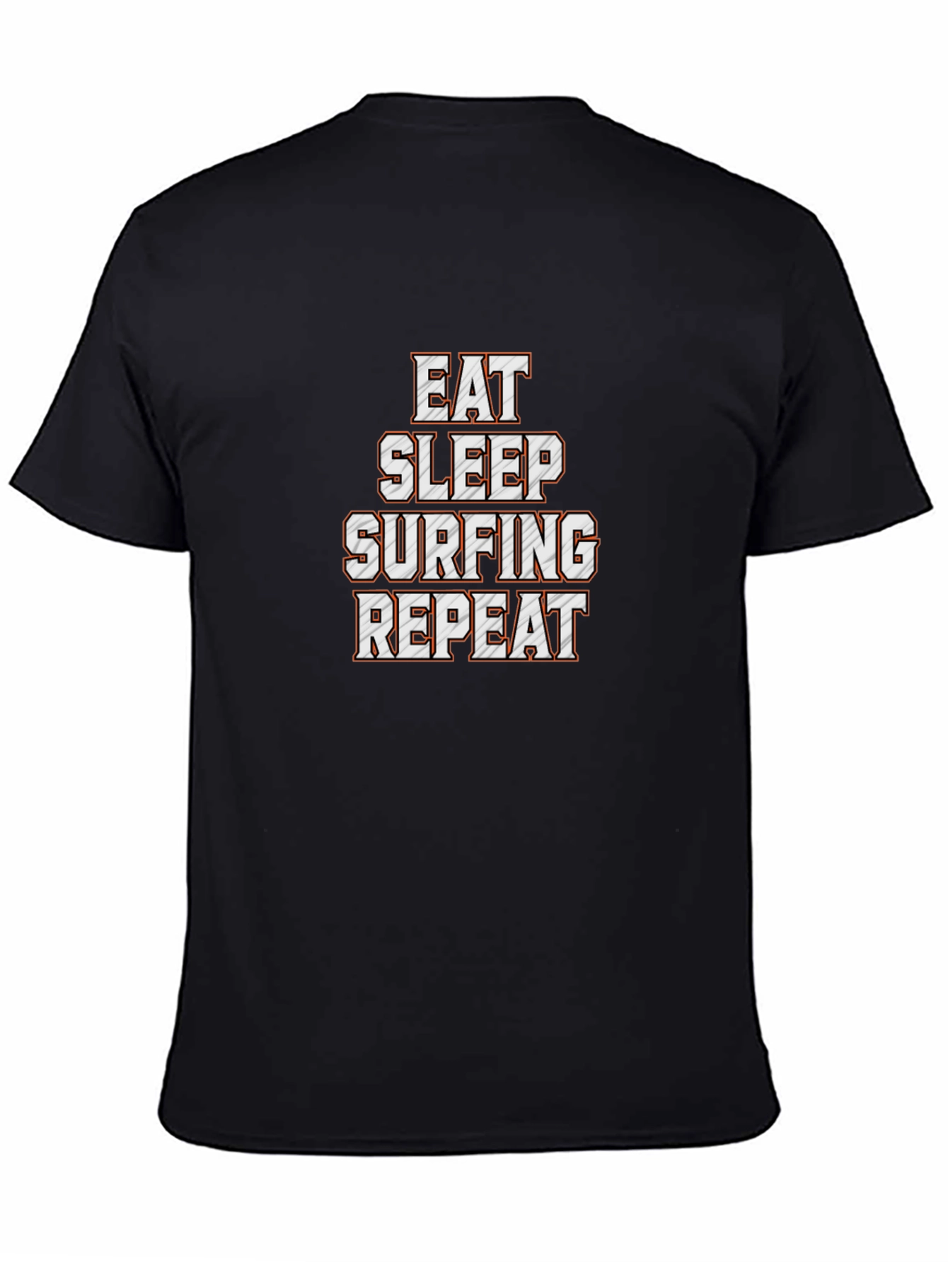 Black Eat Sleep Surfing Repeat Black T-Shirt view 4