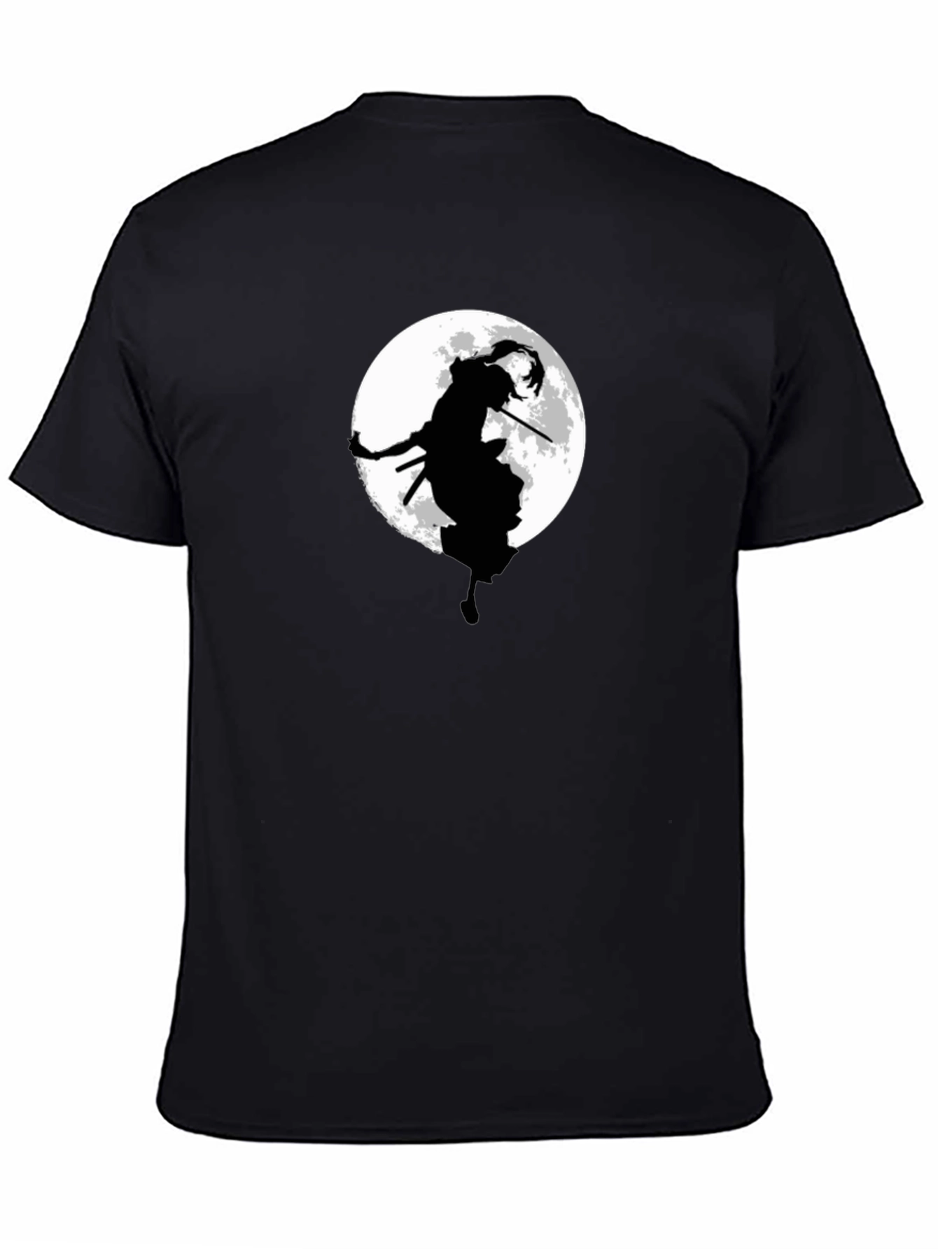 Black Samurai Moon Graphic Tee - Black Cotton Blend view 4