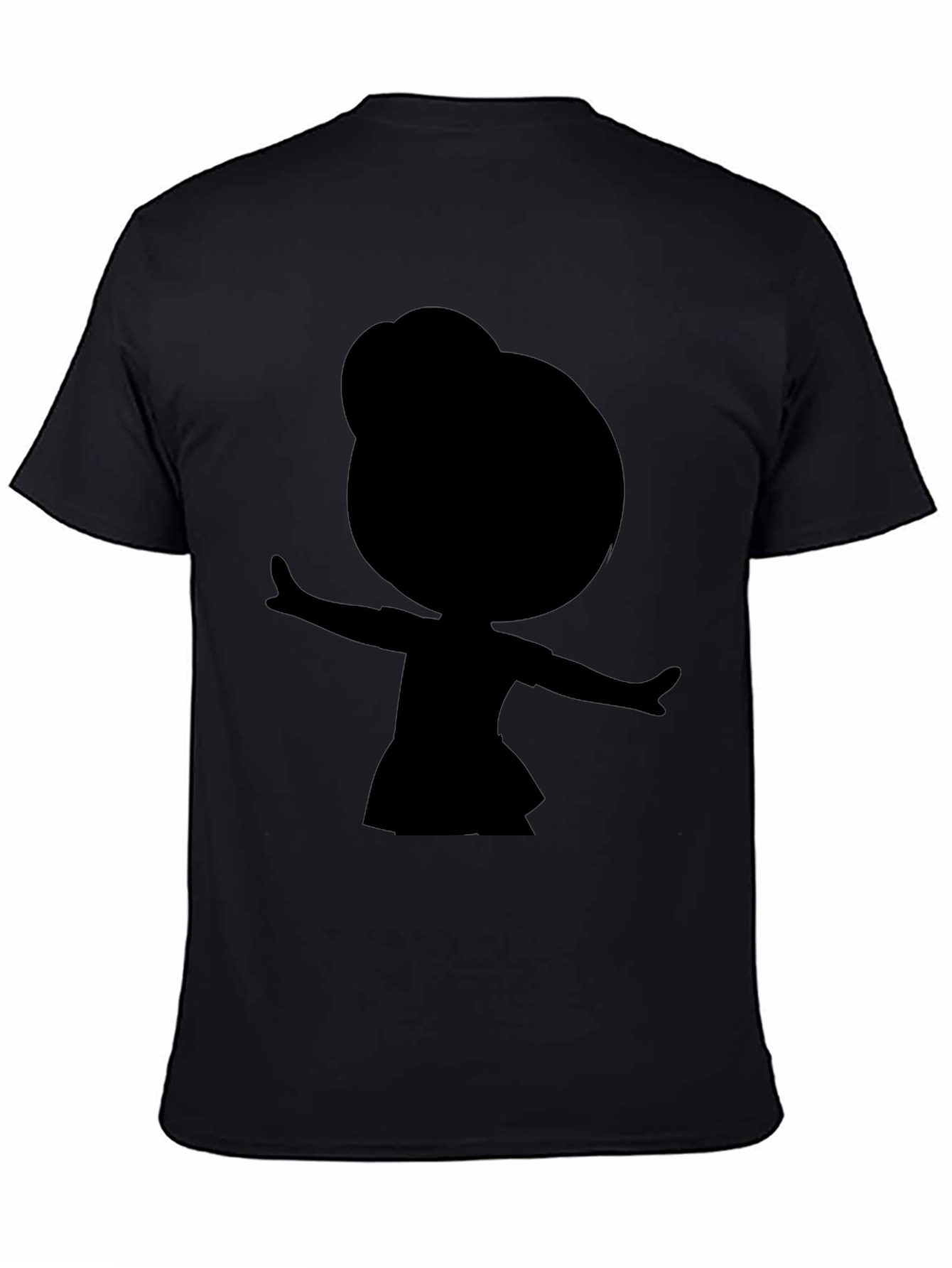 Black Silhouette Cartoon Girl Black T-Shirt view 4