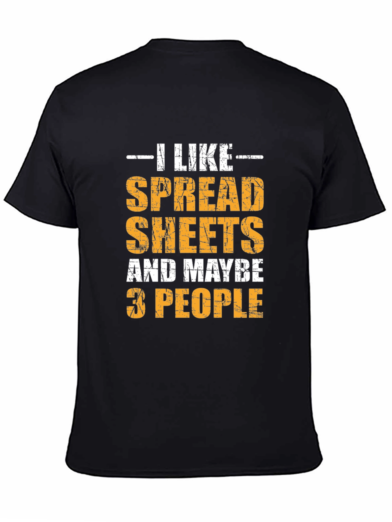 Black I Like Spreadsheets & 3 People Black T-Shirt view 4