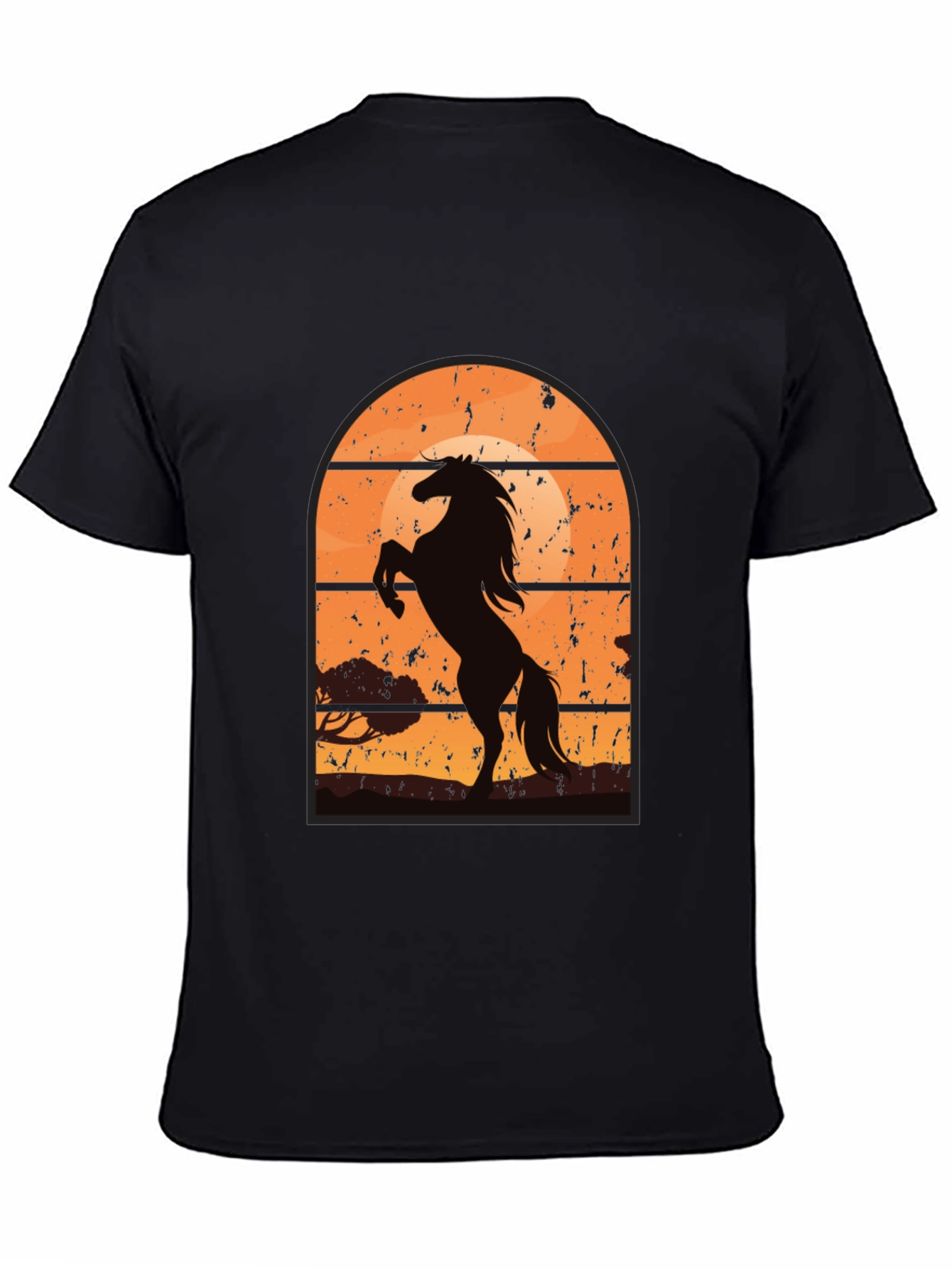 Black Horse Sunset Graphic T-Shirt view 4