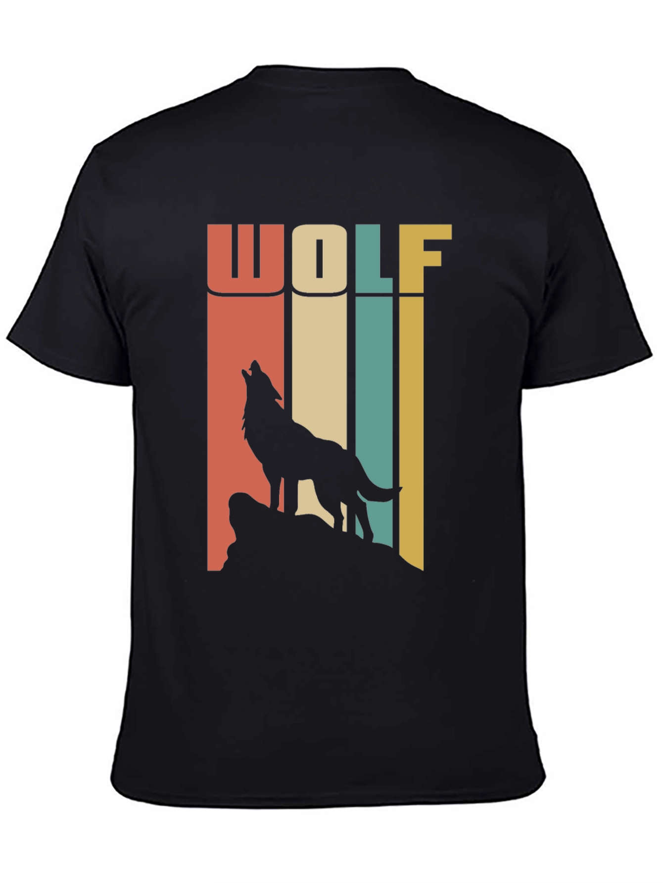 Black Retro Wolf T-Shirt - Vintage Style Graphic Tee view 4