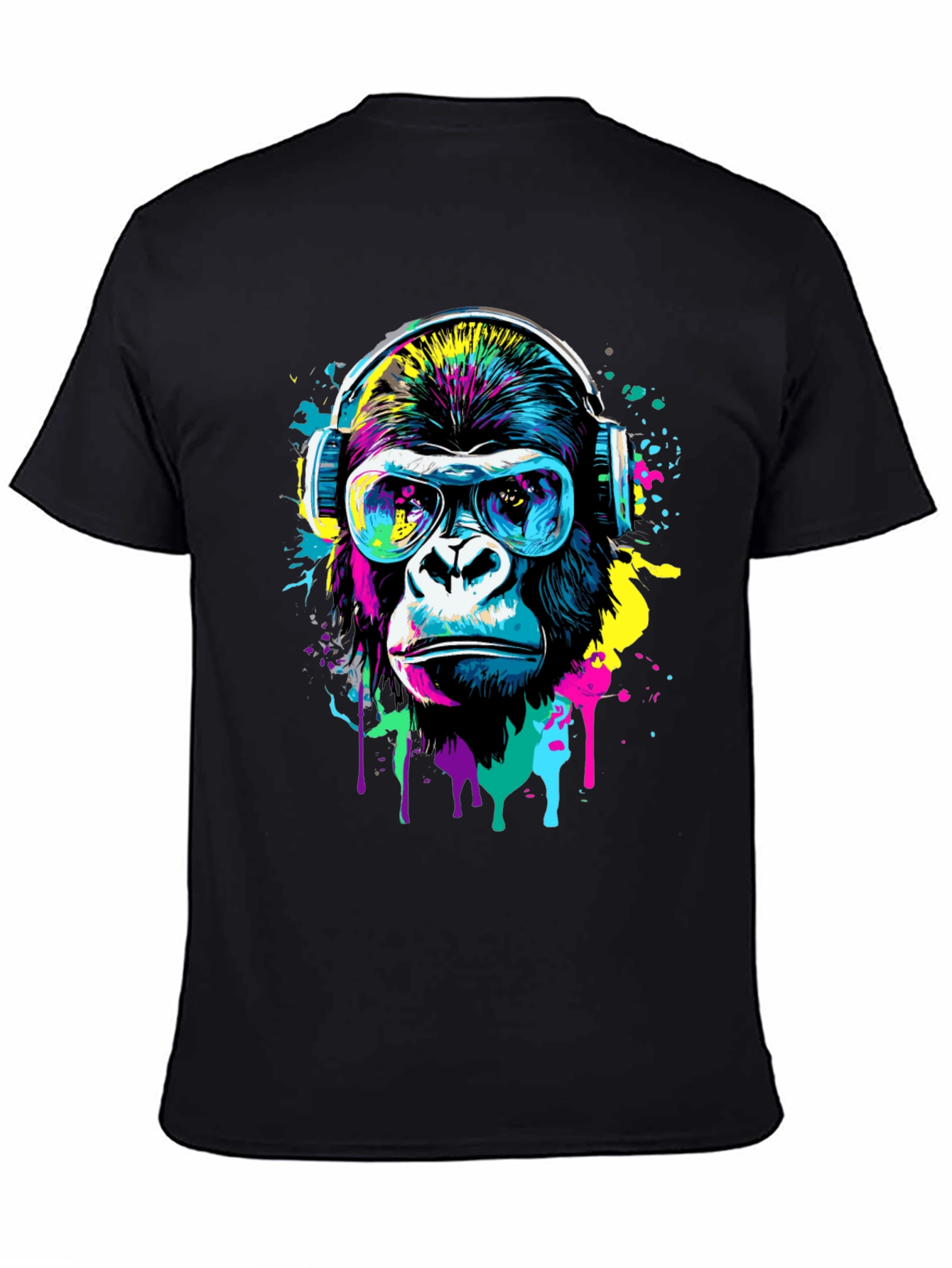 Black Cool Gorilla Graphic Tee - Funky Animal Print Shirt view 4