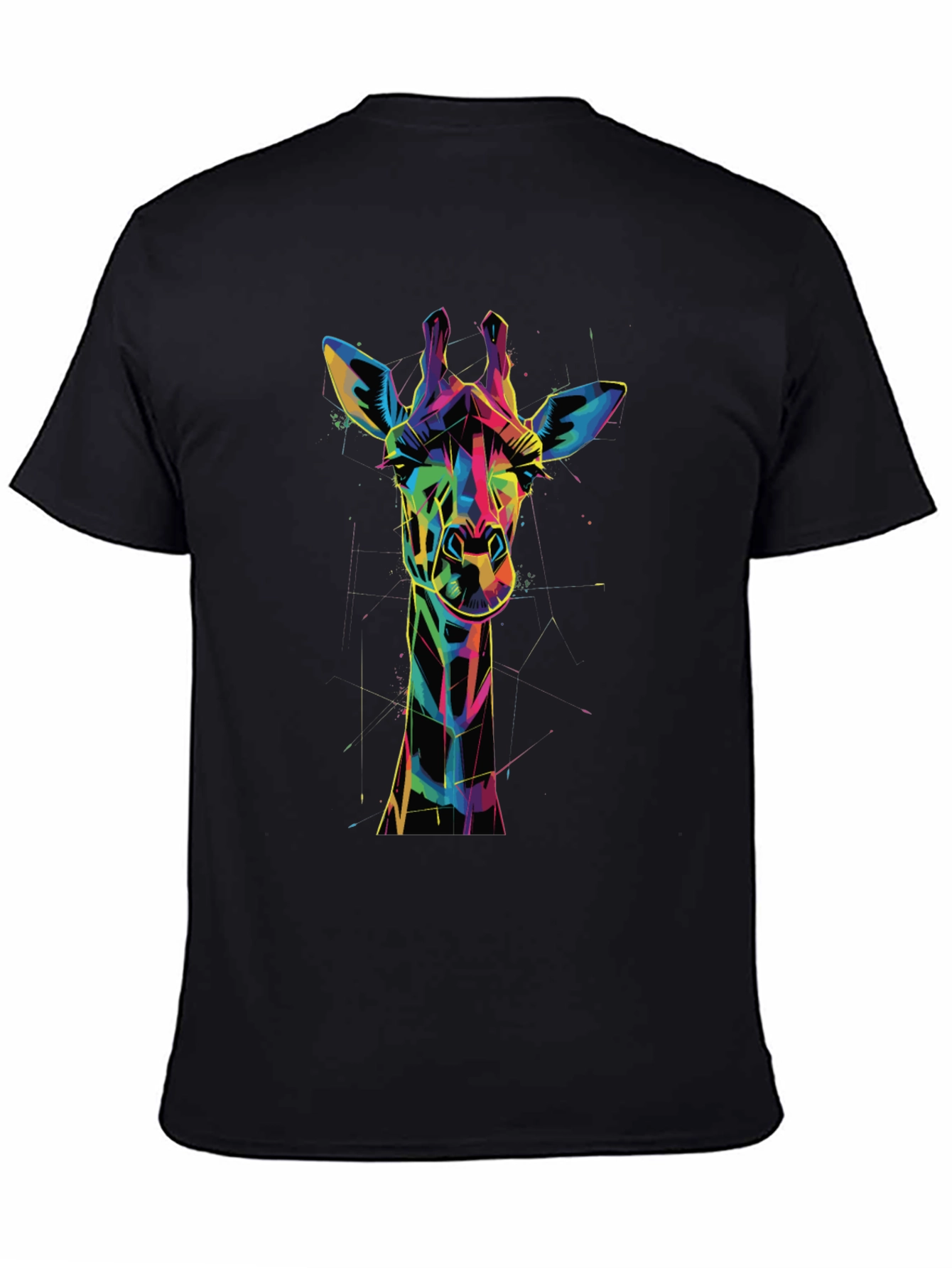 Black Geometric Giraffe Graphic Tee view 4