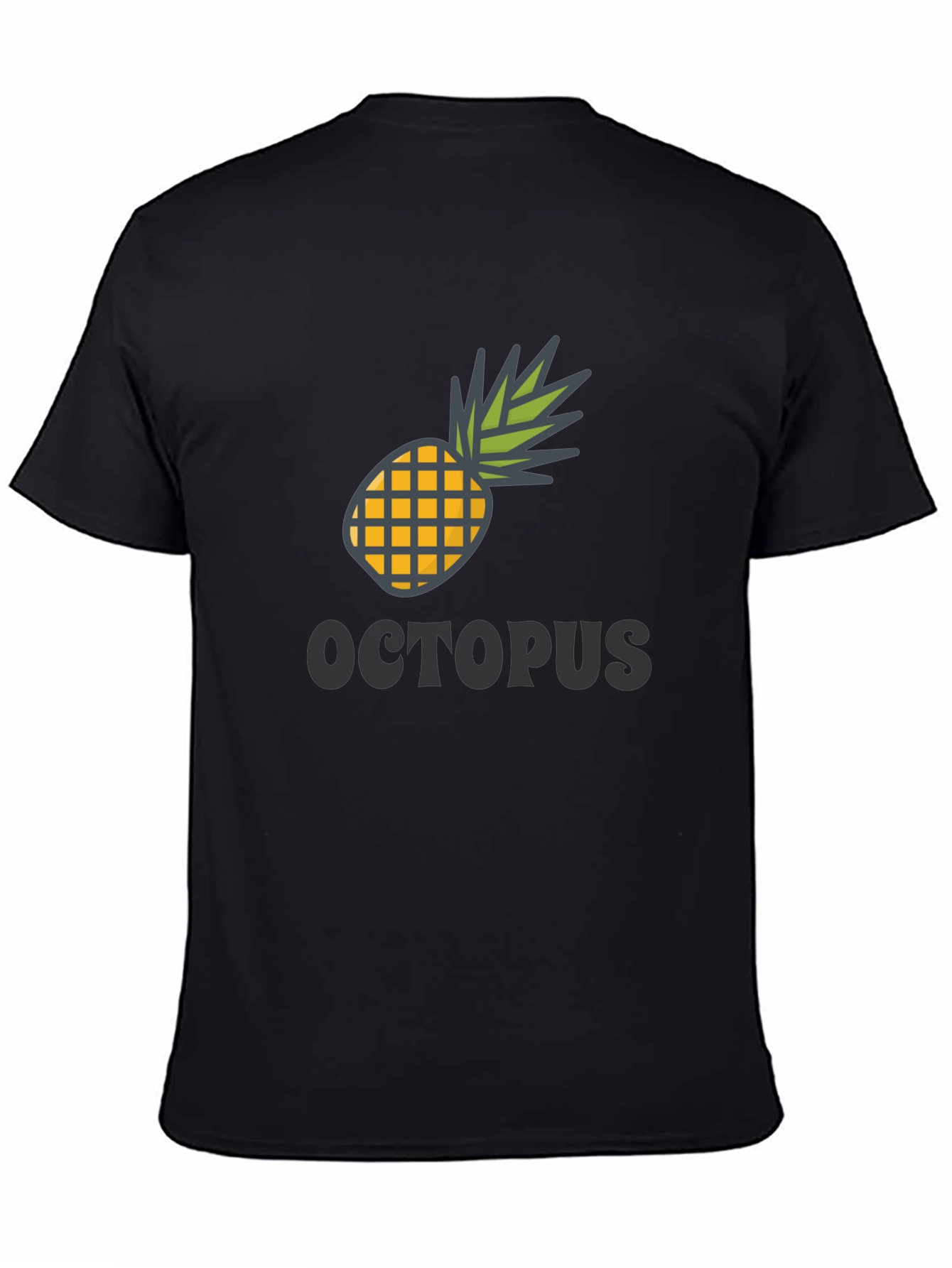 Black Pineapple Octopus Graphic Tee - Black Cotton Blend view 4