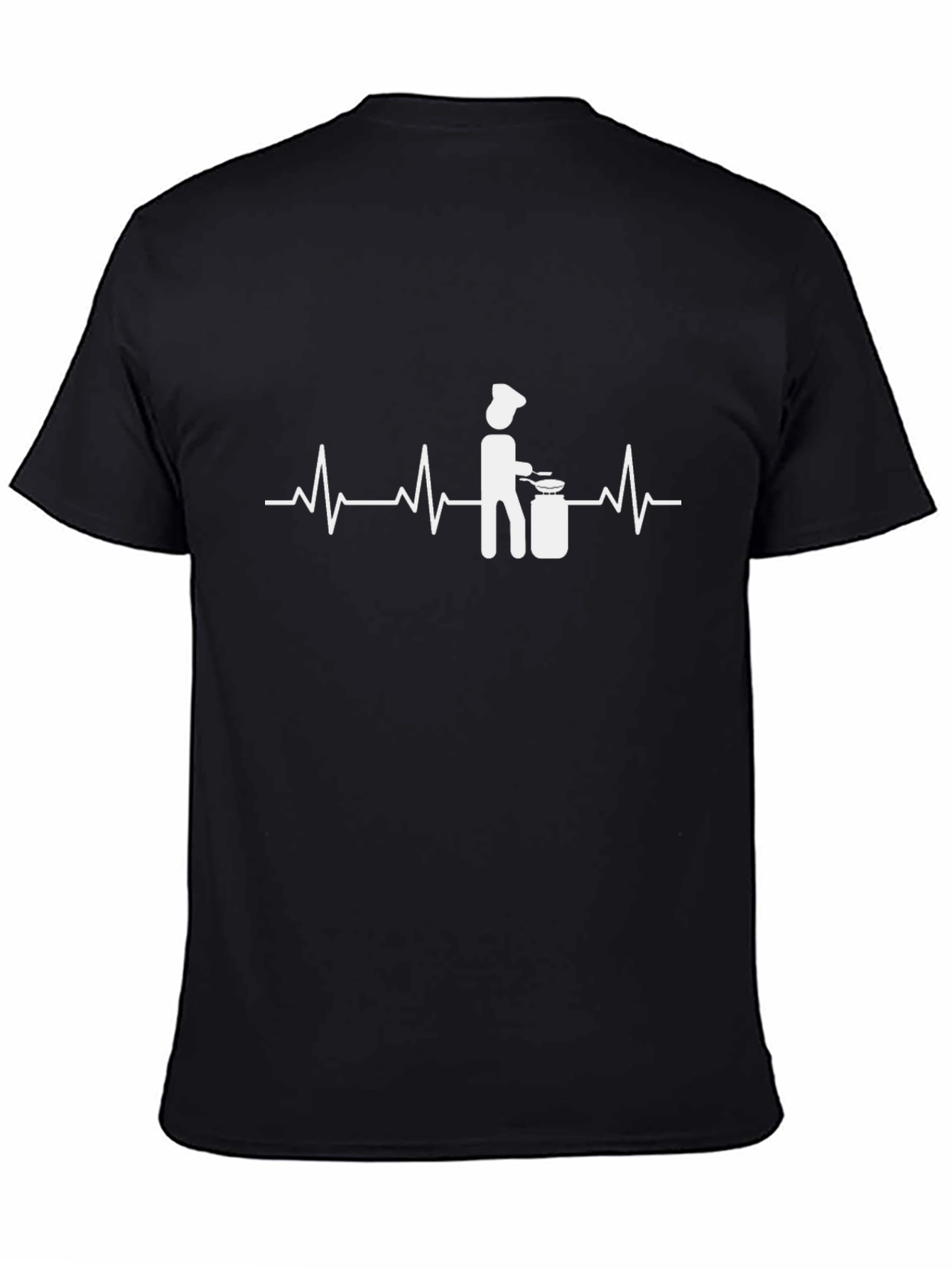 Black Chef's Heartbeat T-Shirt - Culinary Passion view 4